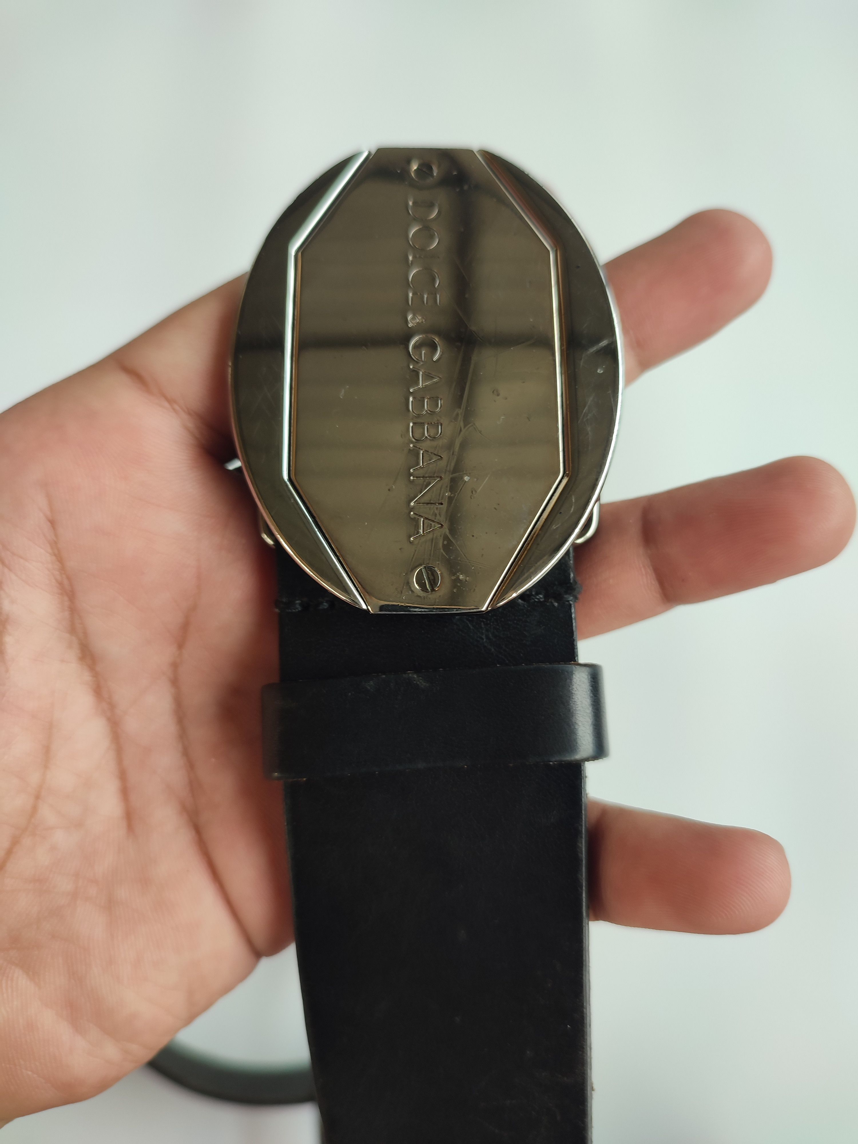 Dolce & Gabbana Authentic Dolce & Gabbana Black Leather Belt Size 44 - 2 Thumbnail