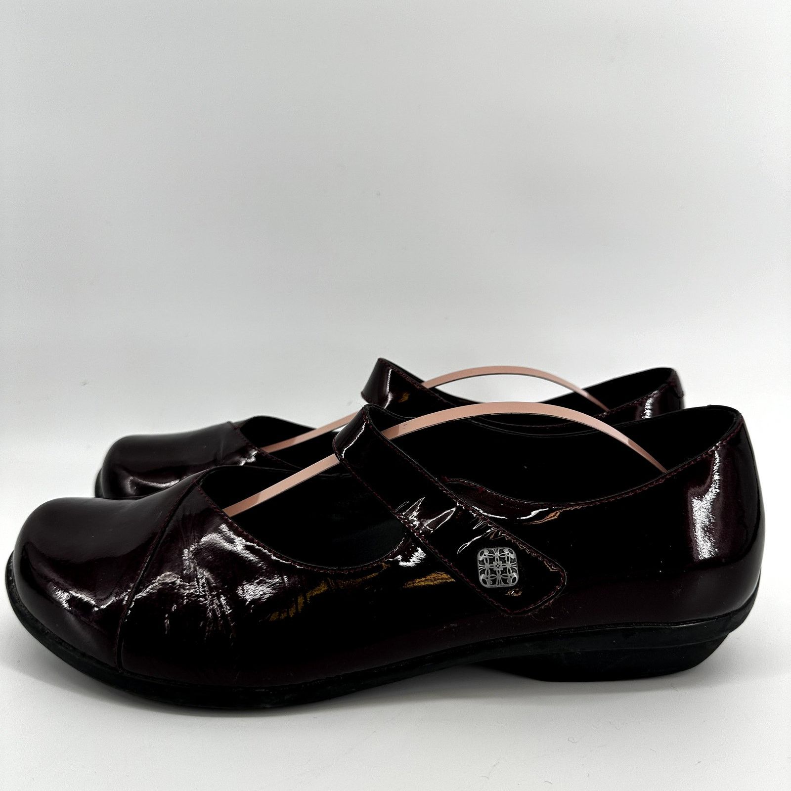 Dansko Dansko Opal Patent Mary Jane Flat Leather Black Cherry 10 Size US 10 / IT 40 - 4 Thumbnail