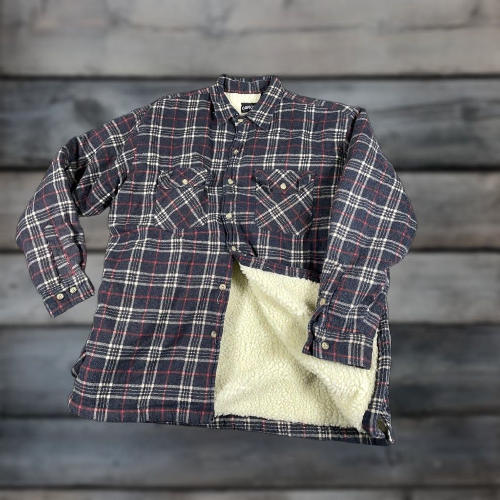 Vintage VINTAGE Workwear Jacket Adult XL Blue Red Plaid Flannel Sherpa Lined Heavyweight Shirt Size US XL / EU 56 / 4 - 1 Thumbnail