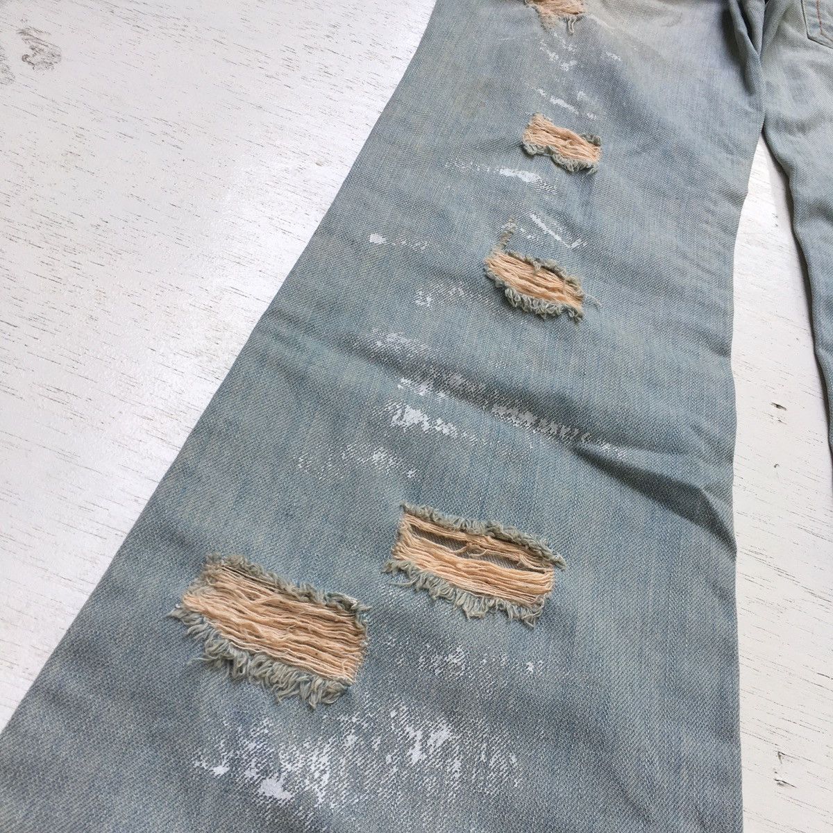 Japanese Brand Trashed Flared Denim Low Rise Paint Splash Size US 32 / EU 48 - 23 Thumbnail