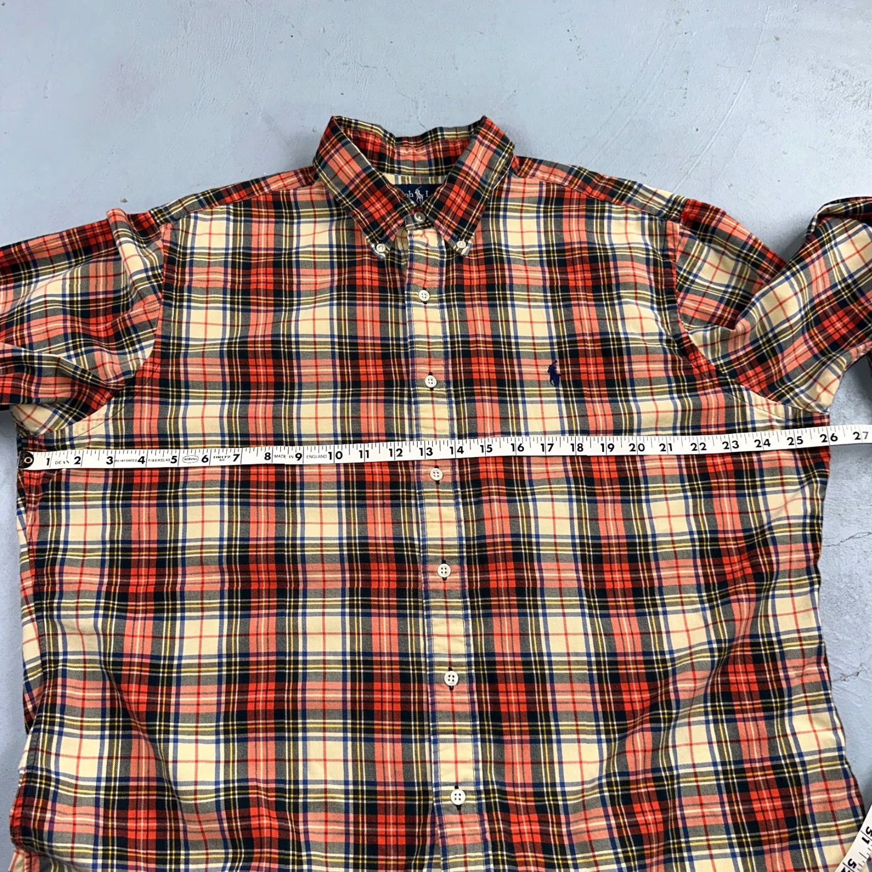 Ralph Lauren Ralph Lauren Classic Fit Shirt Plaid Button-Down XL Red Cotton Wool Blend Long Sleeve Mens Size US XL / EU 56 / 4 - 7 Thumbnail