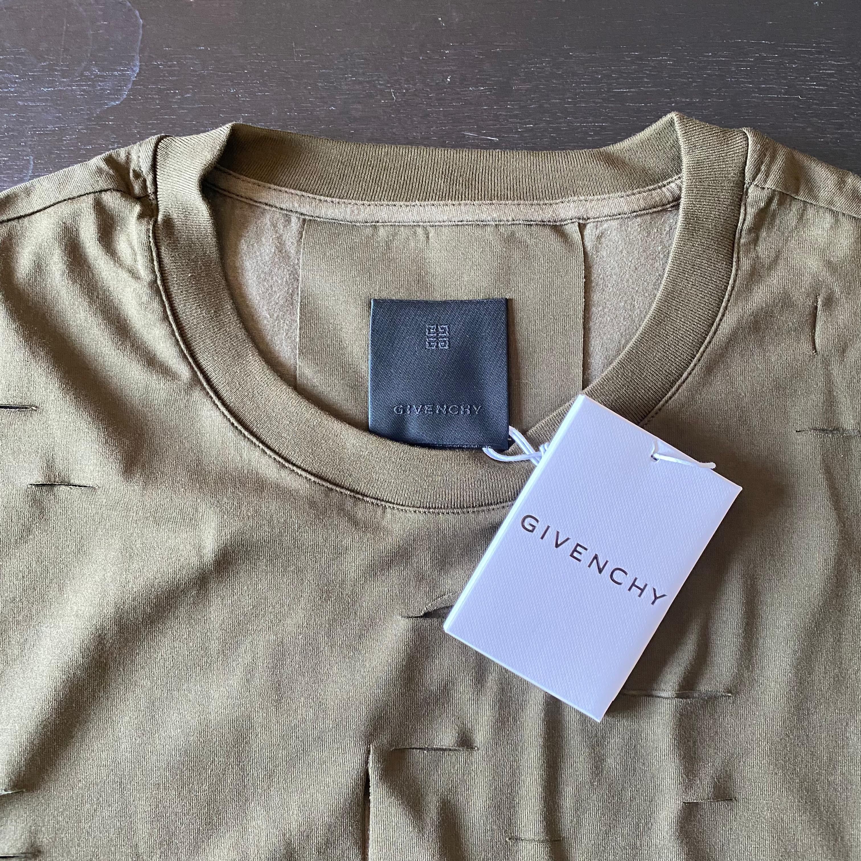Givenchy Khaki Double Layer Cut-Out T-Shirt Size US XXS / EU 40 - 6 Thumbnail
