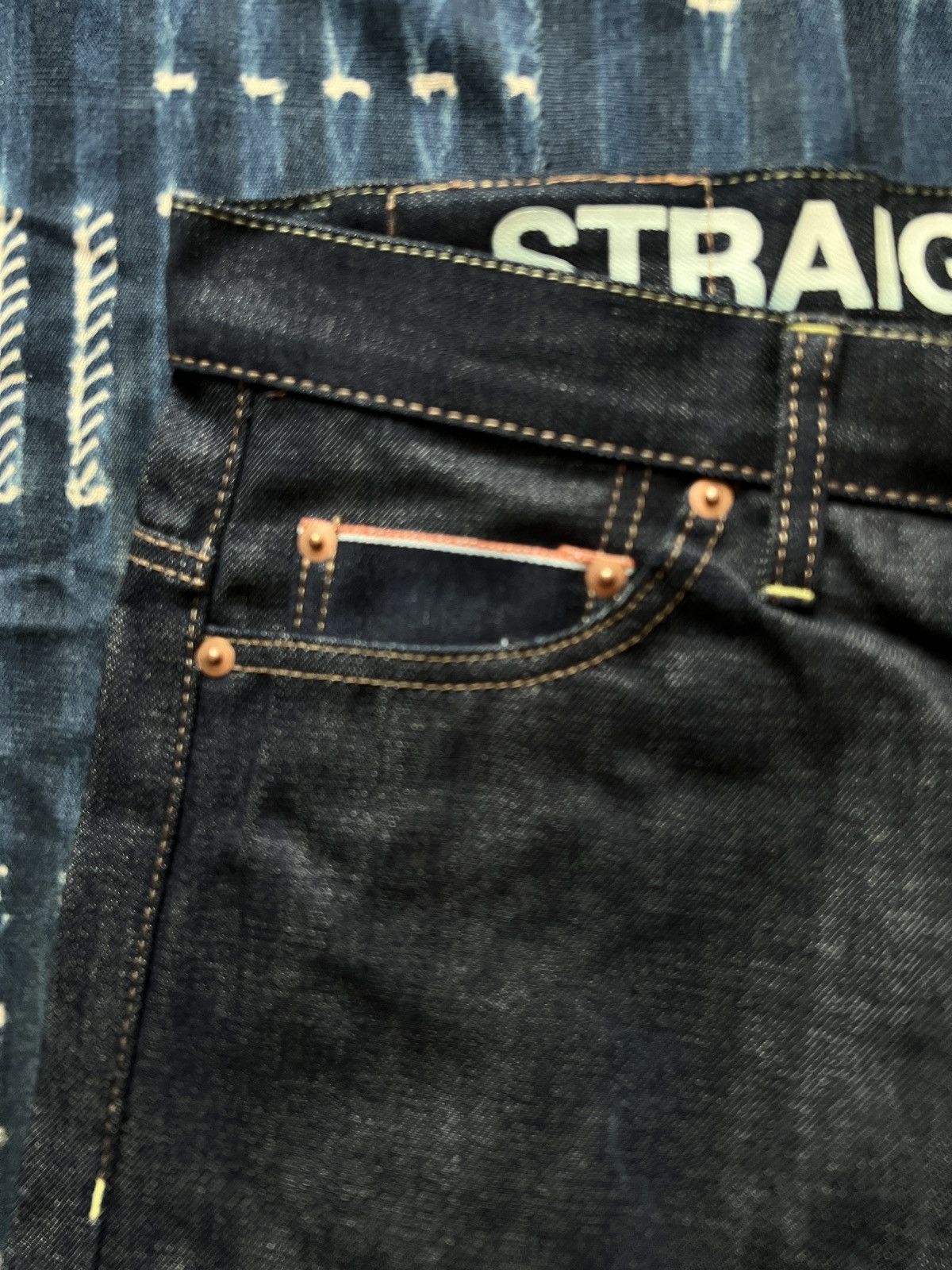 Japanese Brand Rigid Orange Selvedge Denim Jeans Size US 33 - 5 Thumbnail