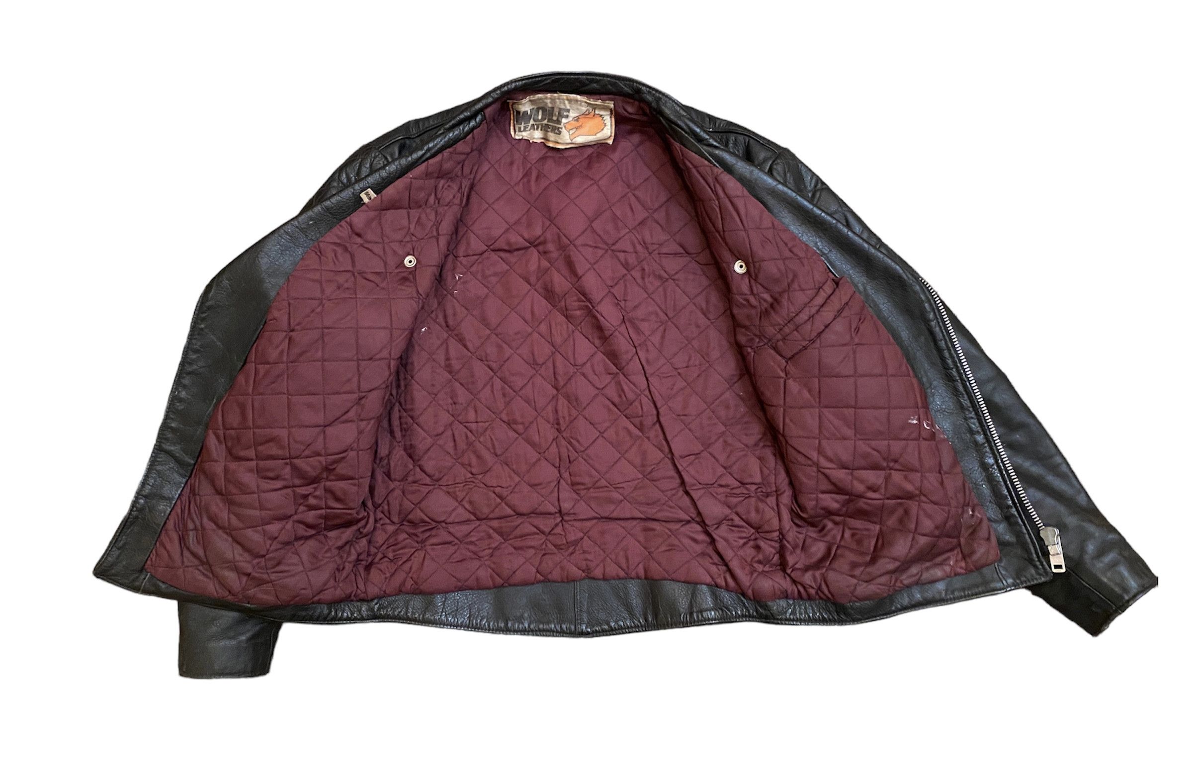 Vintage Rare Vintage UK 80s Wolf Leathers Biker Jacket Cafe Racer Size US L / EU 52-54 / 3 - 6 Thumbnail