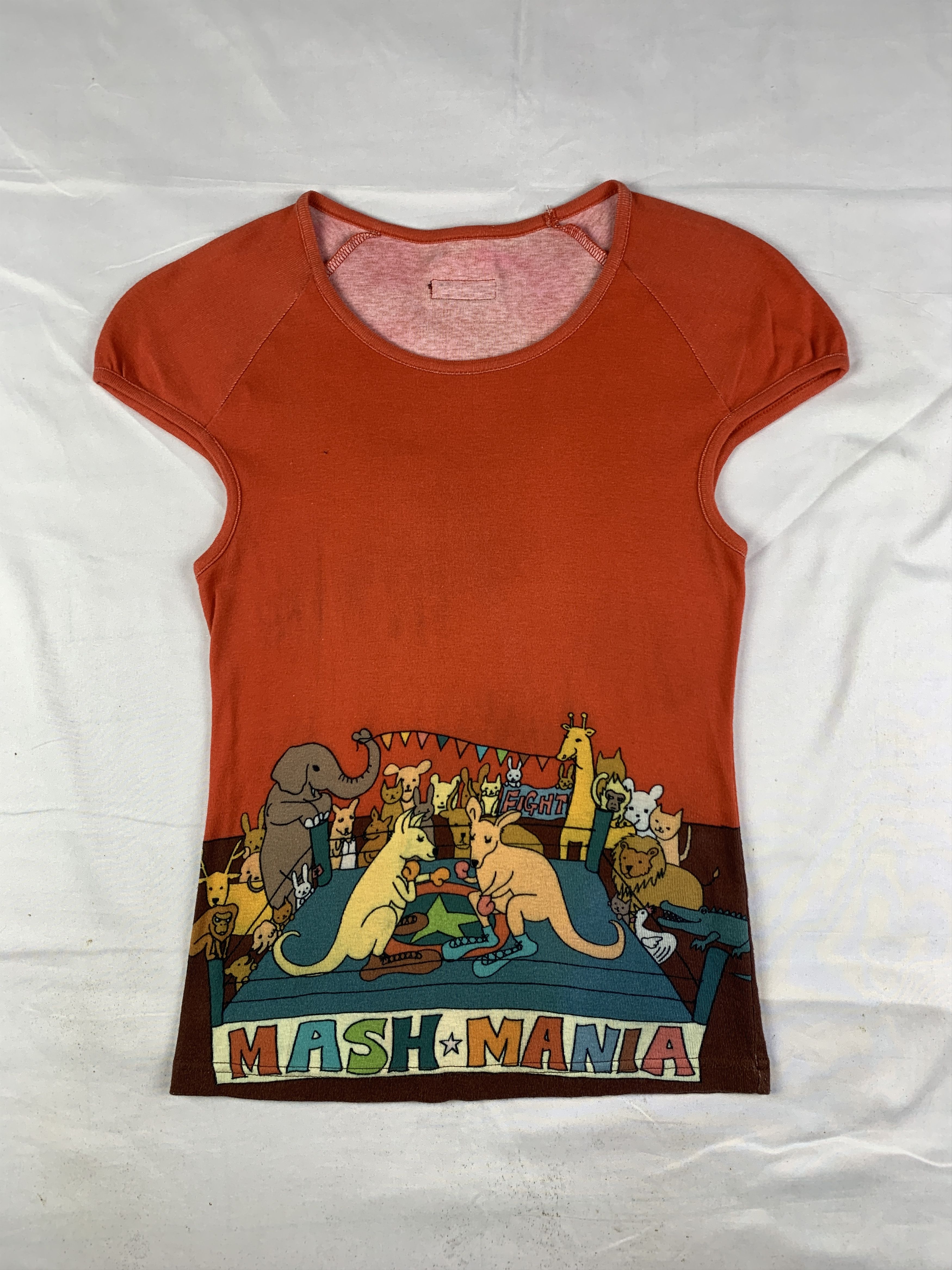 Japanese Brand 2000s Mash Mania Japan Kangoroo Fight Multicolor Fitted Tee Size S / US 4 / IT 40 - 1 Thumbnail