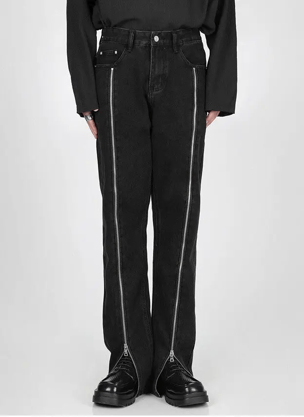 Japanese Brand × Vintage Black front zip denim jeans pants aesthetic Size US 28 / EU 44 - 2 Thumbnail