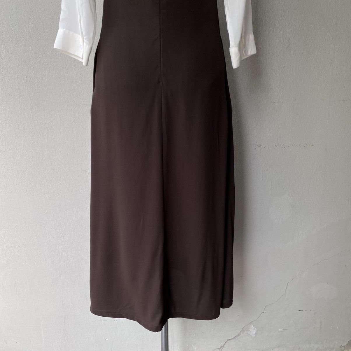 Y's Y’s Brown Deep V-Neck Sleeveless Midi Dress Size M / US 6-8 / IT 42-44 - 22 Thumbnail