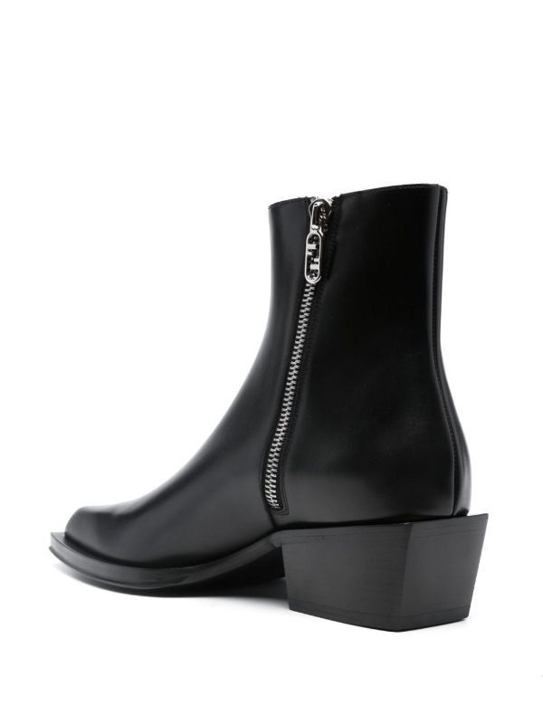 Fendi o1s1wg111224 Cuban-Heel Leather Ankle Boots in Black Size US 7 / EU 40 - 3 Thumbnail