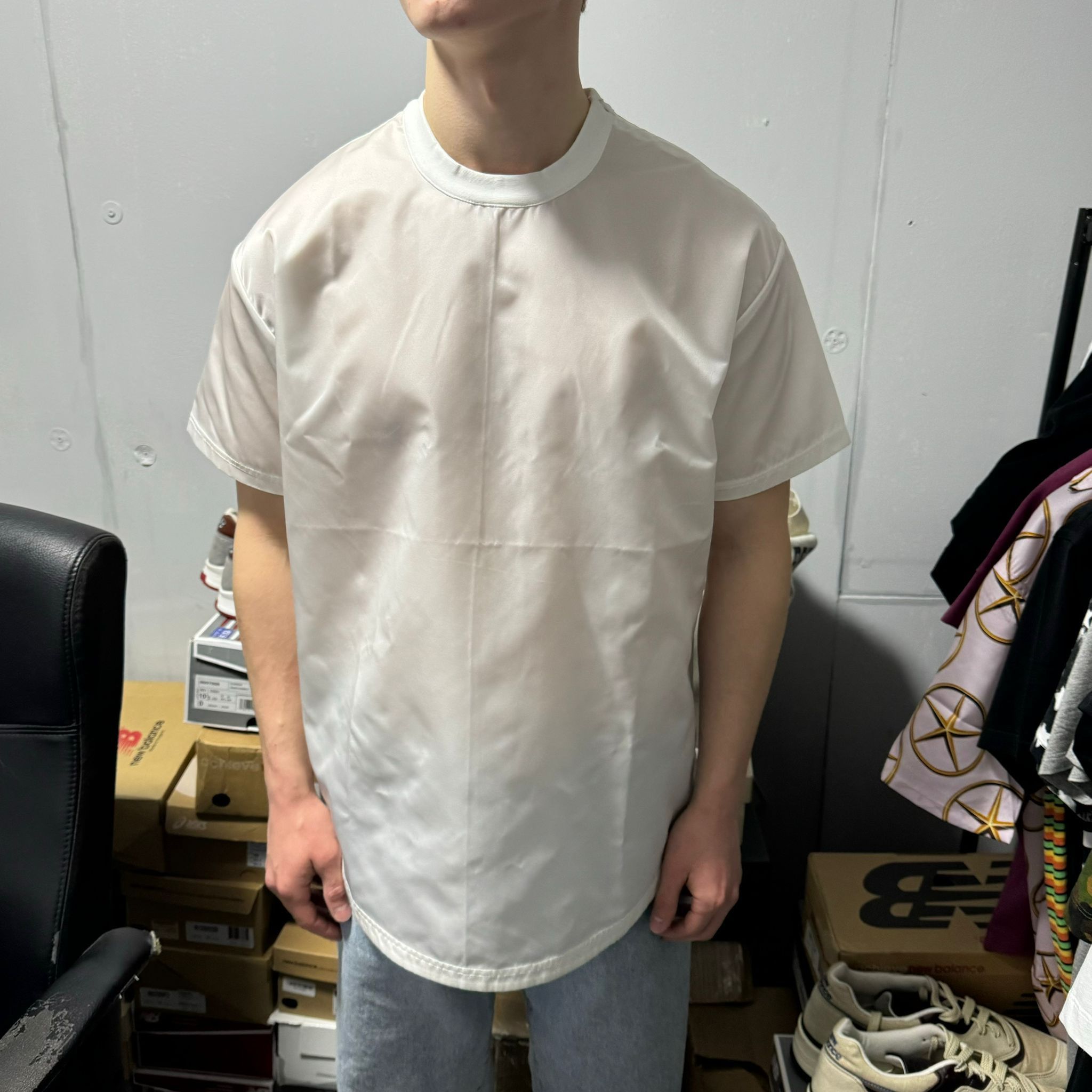Givenchy 1 of 1 White Satin Curved Hem Oversized T-Shirt Size US M / EU 48-50 / 2 - 2 Thumbnail