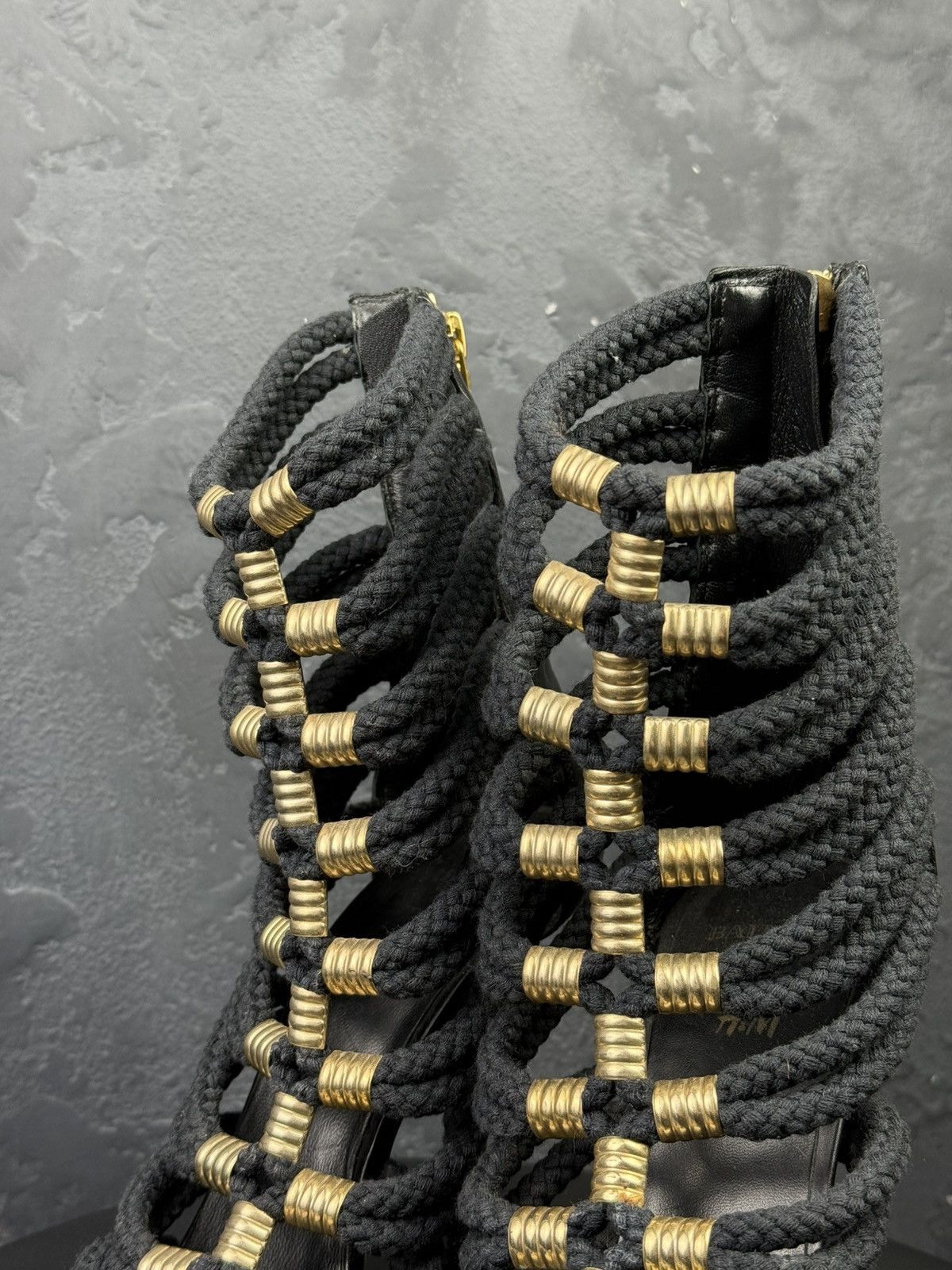 Balmain Balmain H&M Black Gladiator Rope High Heel Women Shoes Size US 9 / IT 39 - 2 Thumbnail