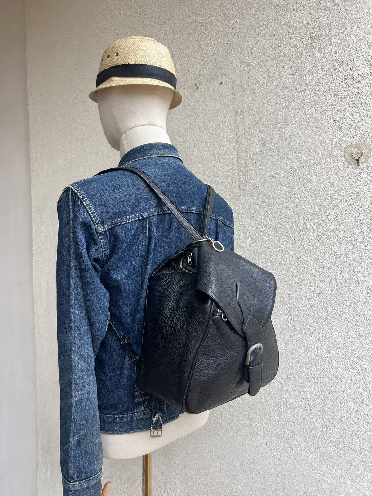 Vintage RAVIR Tokyo Patina Leather Multi Way Backpack Bag
