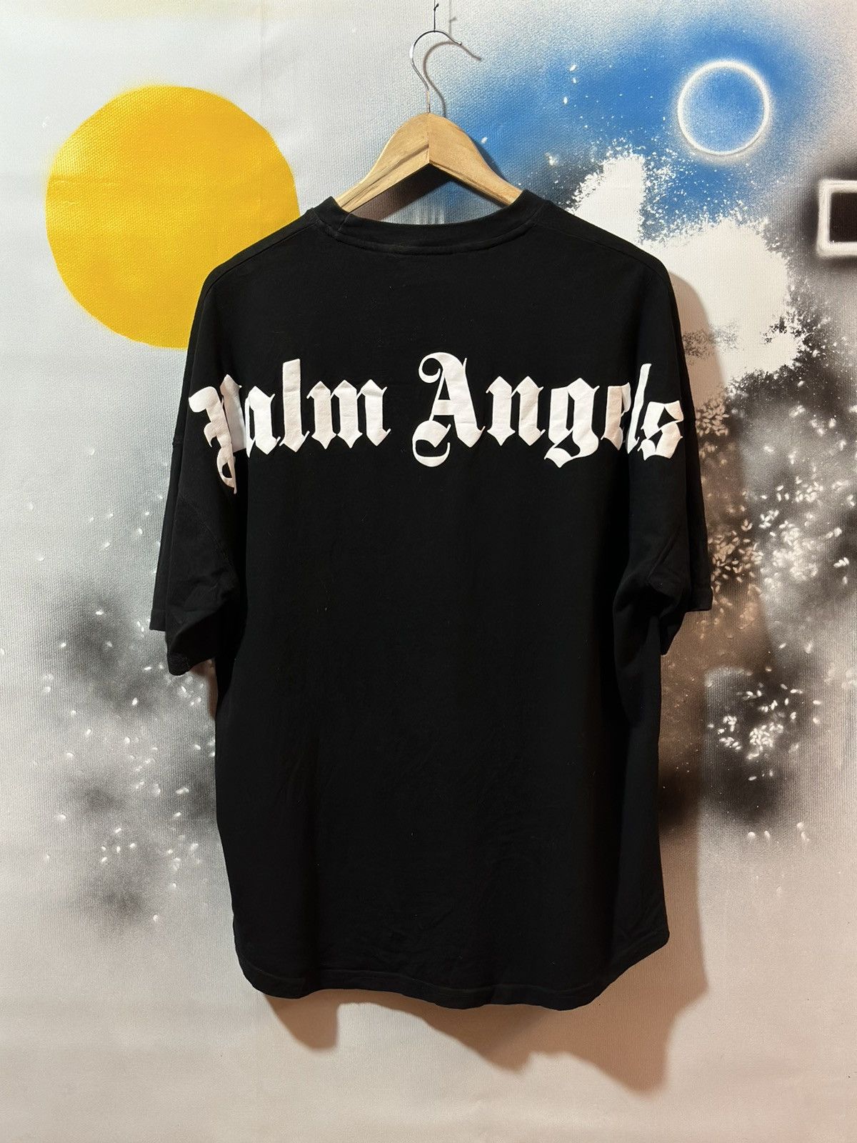 Pre-owned Palm Angels Big Logo Oversized T Shirt In Black