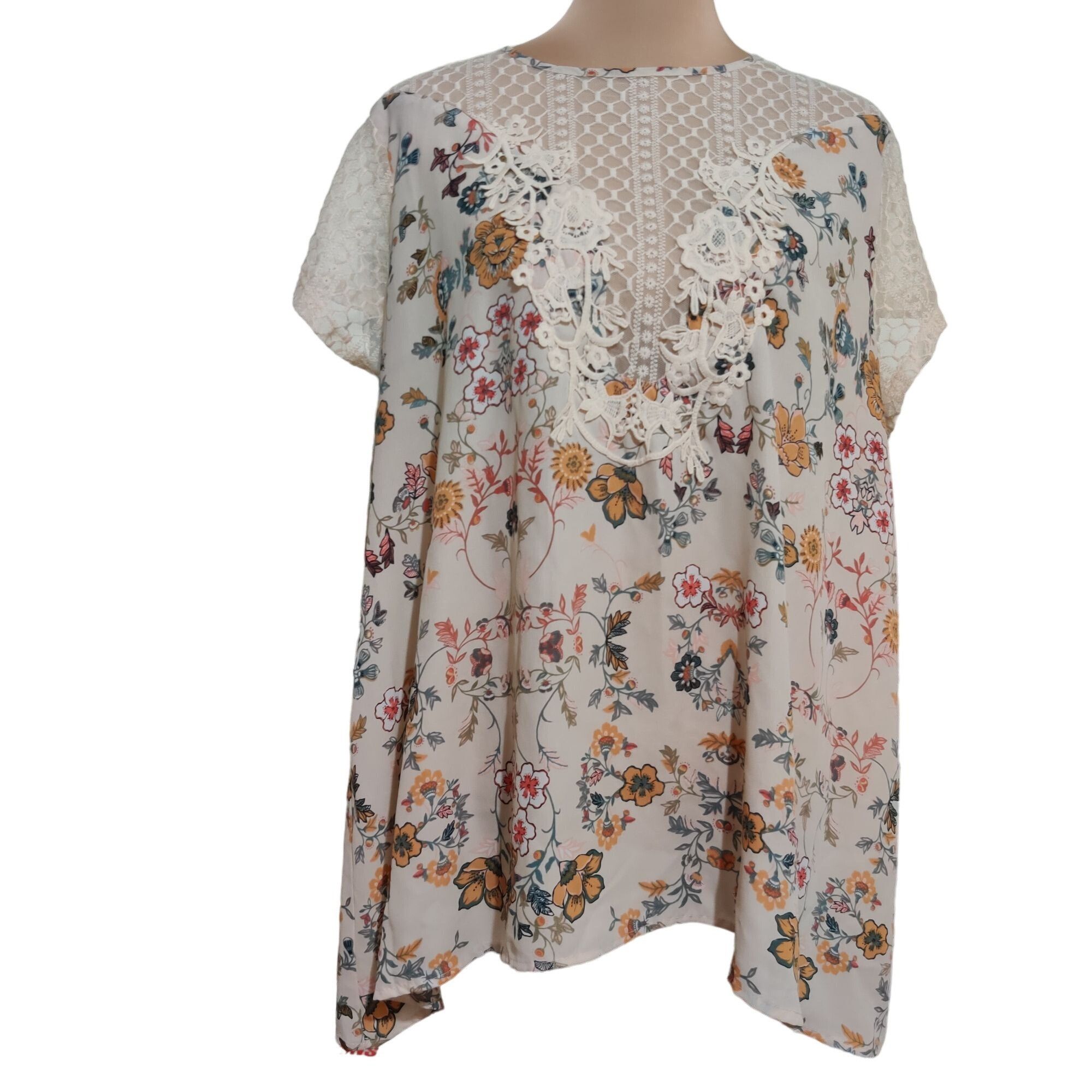 Other Loralette Womens Plus Size Blouse Floral Lace Cream Coquette Size 3XL / US 20-22 - 1 Thumbnail