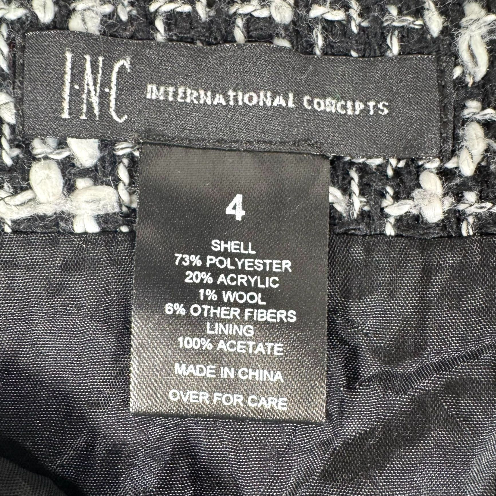 Vintage VINTAGE INC International Concepts Skirt 4 Office Academia Bouclé Tweed Retro Twee Pencil Knee Length Black Womens Size 27" / US 4 / IT 40 - 3 Thumbnail