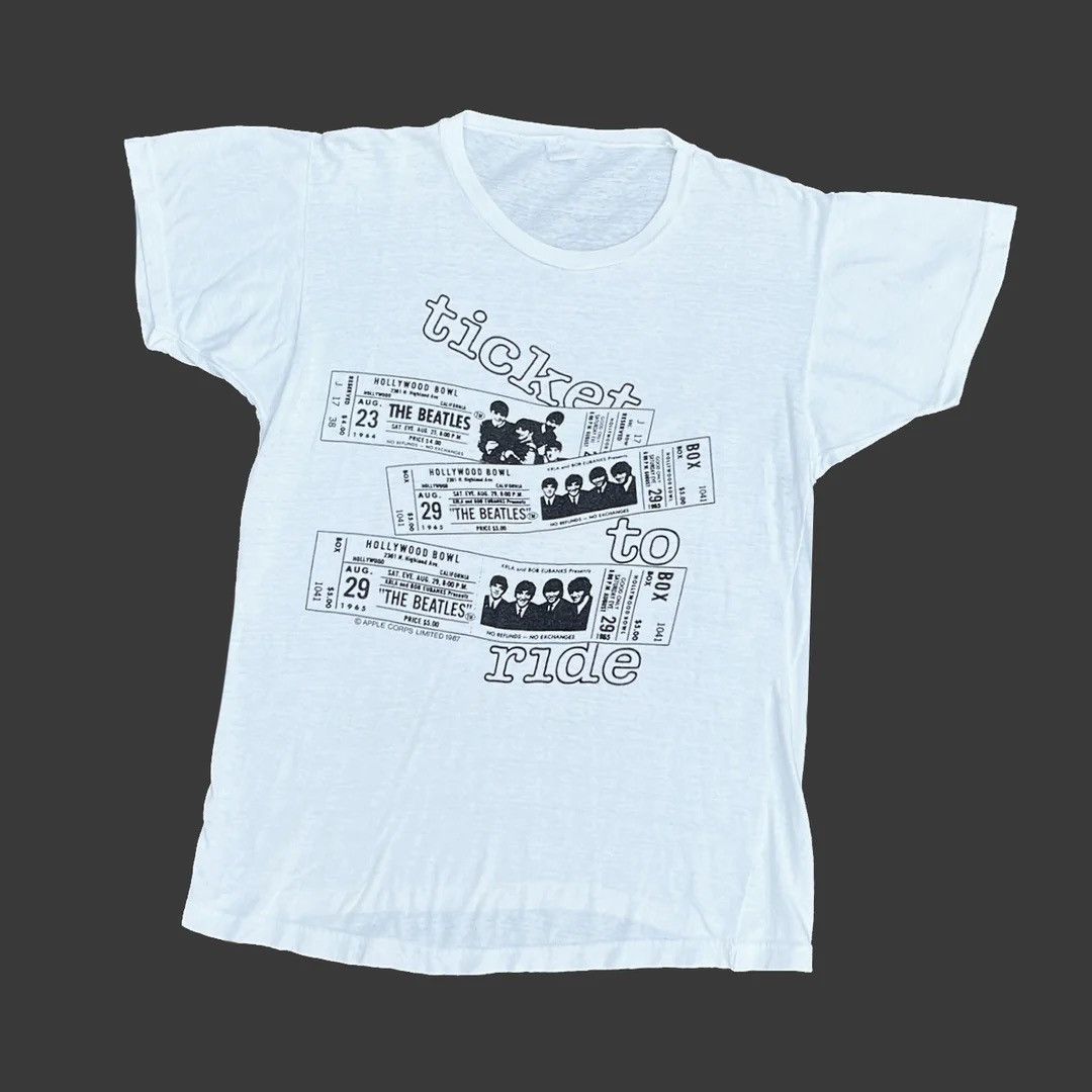 The Beatles 87 Vtg Ticket To Ride Apple Corp OG Concert Tee