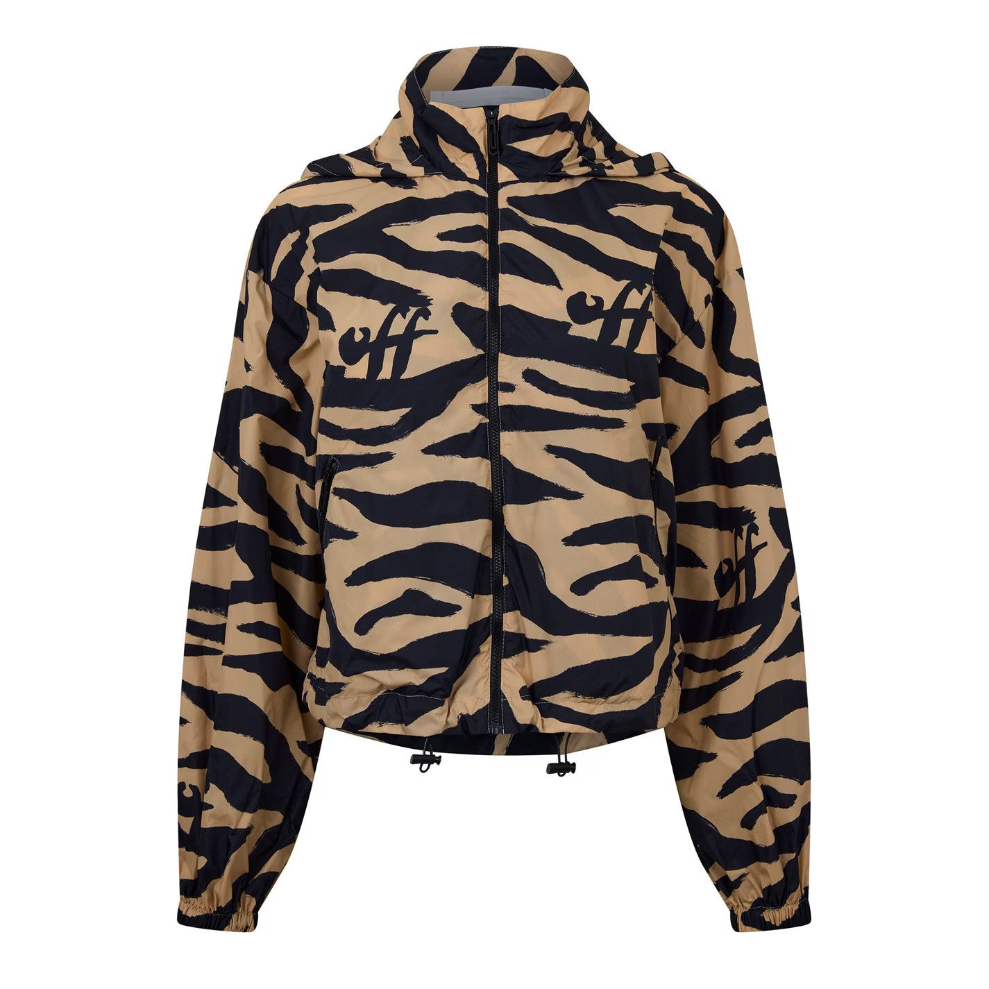 Off-White o1g2r1mq1224 Zebra Track Jacket in Beige & Black Size XXS / US 00 / IT 34 - 1 Thumbnail