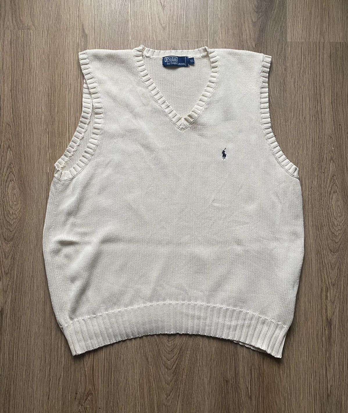 Vintage Polo Ralph Lauren Y2K old money knitted cream vest