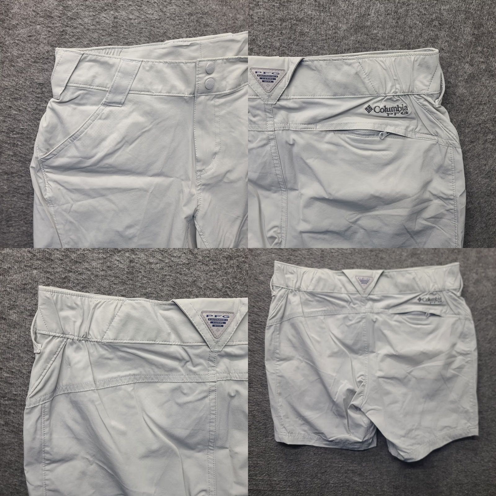 Vintage Columbia PFG Shorts Womens 10 Regular Mid Rise Hiking Fishing Outdoor Nylon Gray Microfiber 7in Inseam Pockets UPF Quick Dry Size 32" / US 10 / IT 46 - 8 Thumbnail