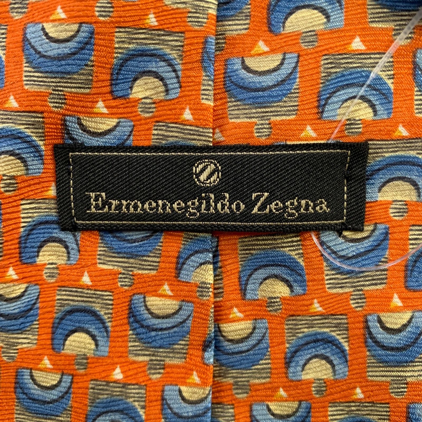 Ermenegildo Zegna ERMENEGILDO ZEGNA One Size Orange Blue Abstract Silk Tie Size ONE SIZE - 3 Thumbnail