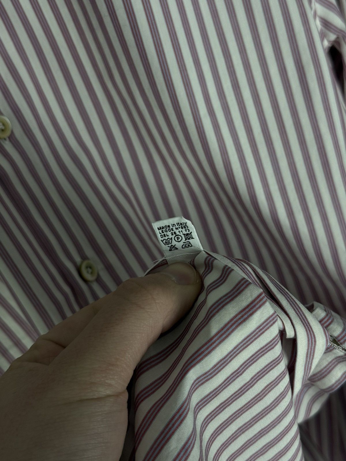 Kiton Kiton Men's Pink Stripe Cotton Long-Sleeve Button Shirt Size US L / EU 52-54 / 3 - 13 Thumbnail