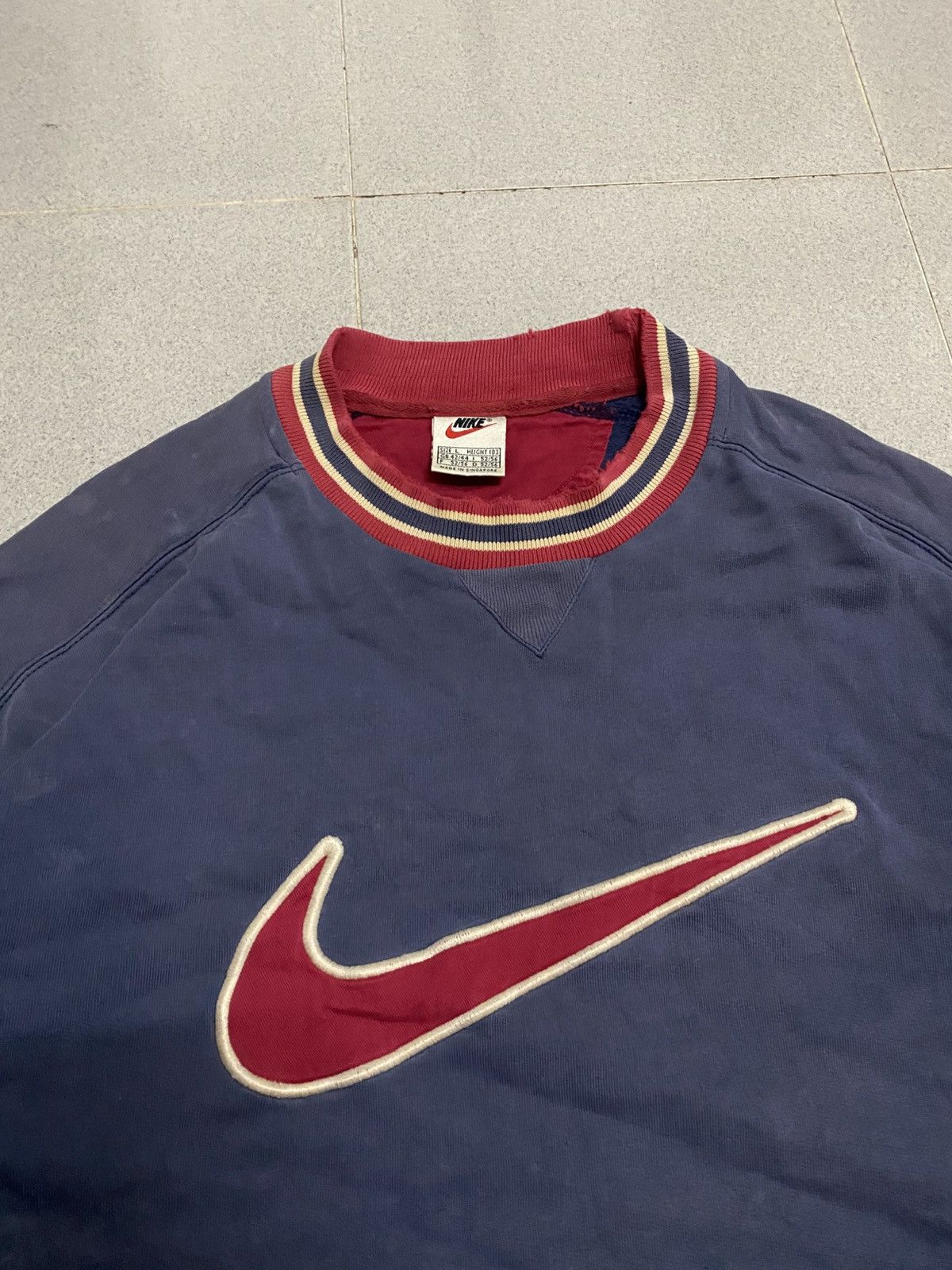Nike × Vintage Vintage Nike Big Swoosh Embroided Distress Sweatshirt Size US L / EU 52-54 / 3 - 2 Thumbnail