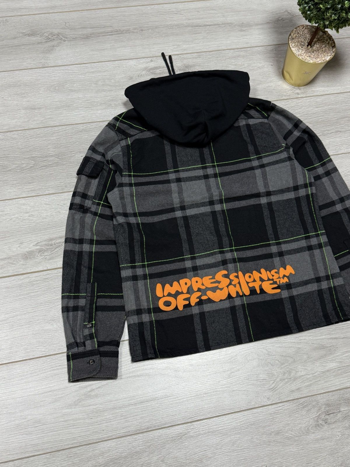 Off-White Off-White flannel hoodie impressionism check jacket shirt Size US S / EU 44-46 / 1 - 2 Thumbnail