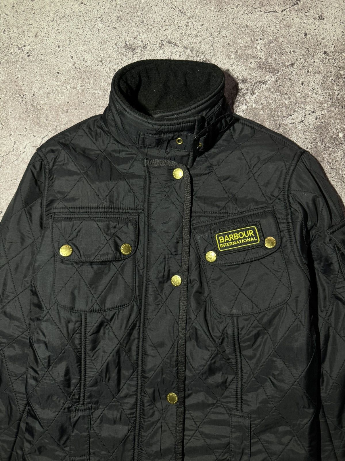 Barbour × Vintage Barbour International Black “Polar Quilt” Lined Jacket Size S / US 4 / IT 40 - 2 Thumbnail