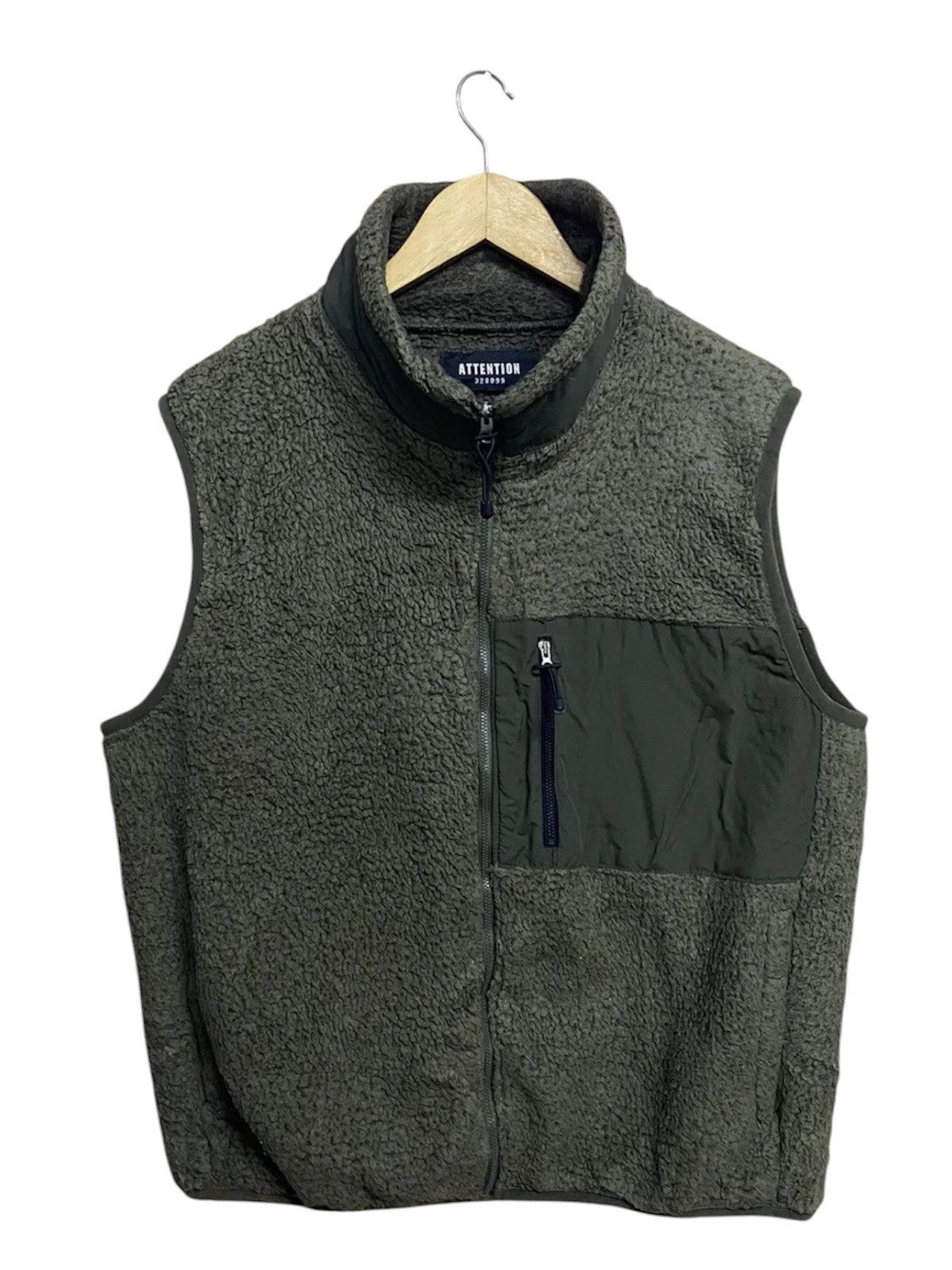 Japanese Brand Attention 328099 Olive Green Sherpa Fleece Vest – Outdoor Size US L / EU 52-54 / 3 - 10 Thumbnail