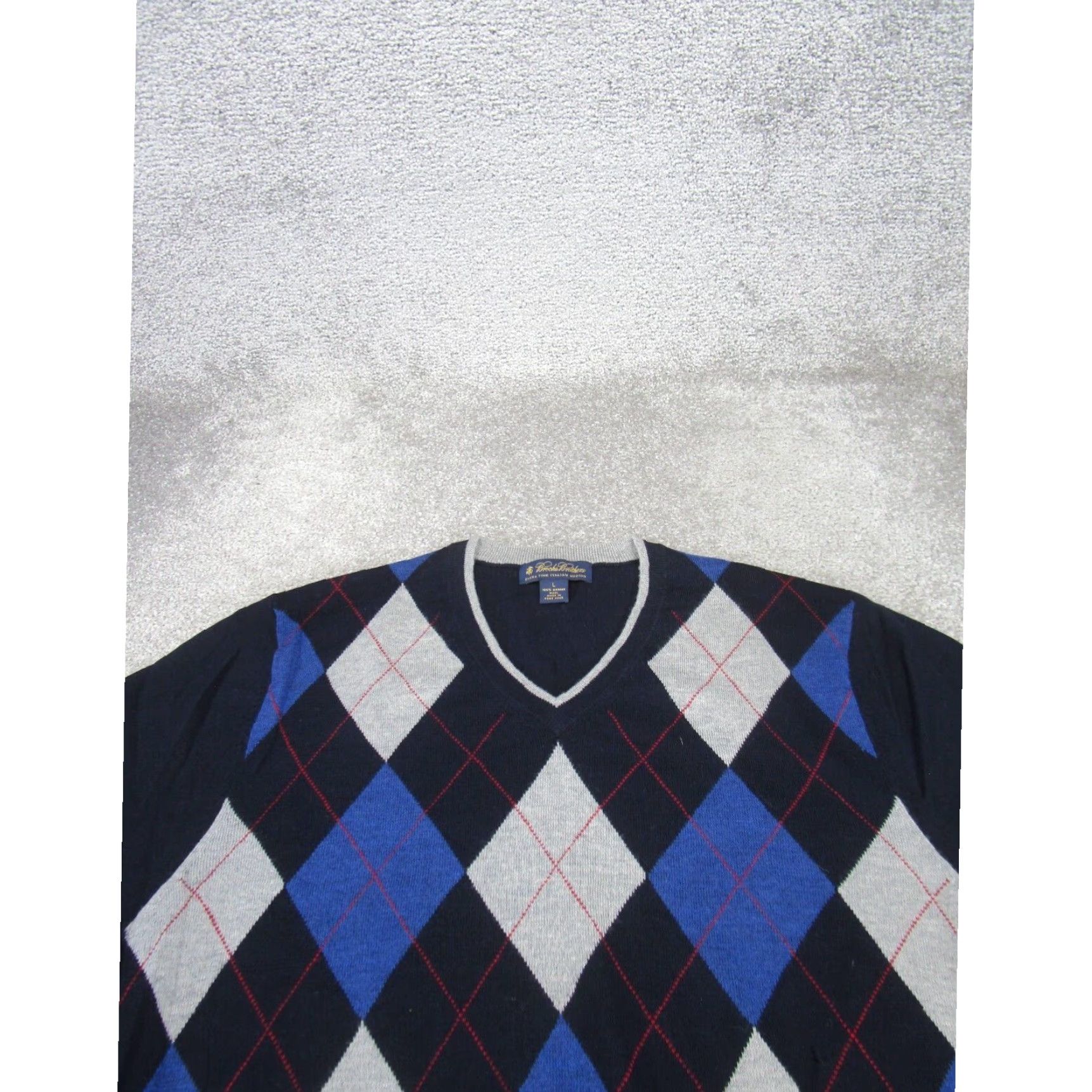 Brooks Brothers Brooks Brothers Mens Large Merino Wool Navy Blue Argyle Sweater Size US L / EU 52-54 / 3 - 2 Thumbnail