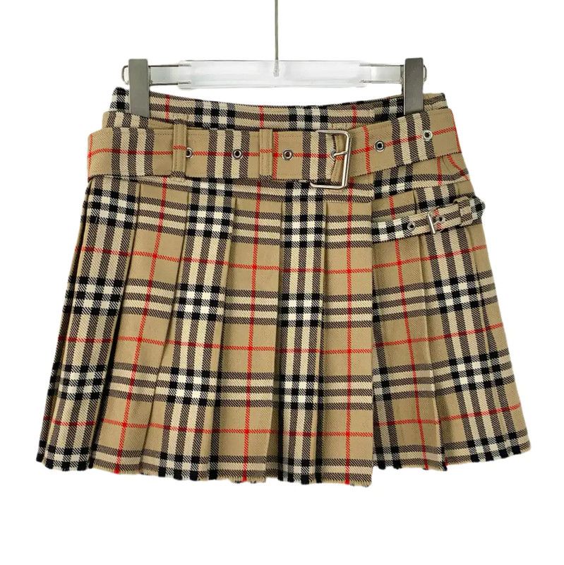 Burberry Burberry Brown Wool Plaid Skirt for Women Size 22" - 1 Thumbnail