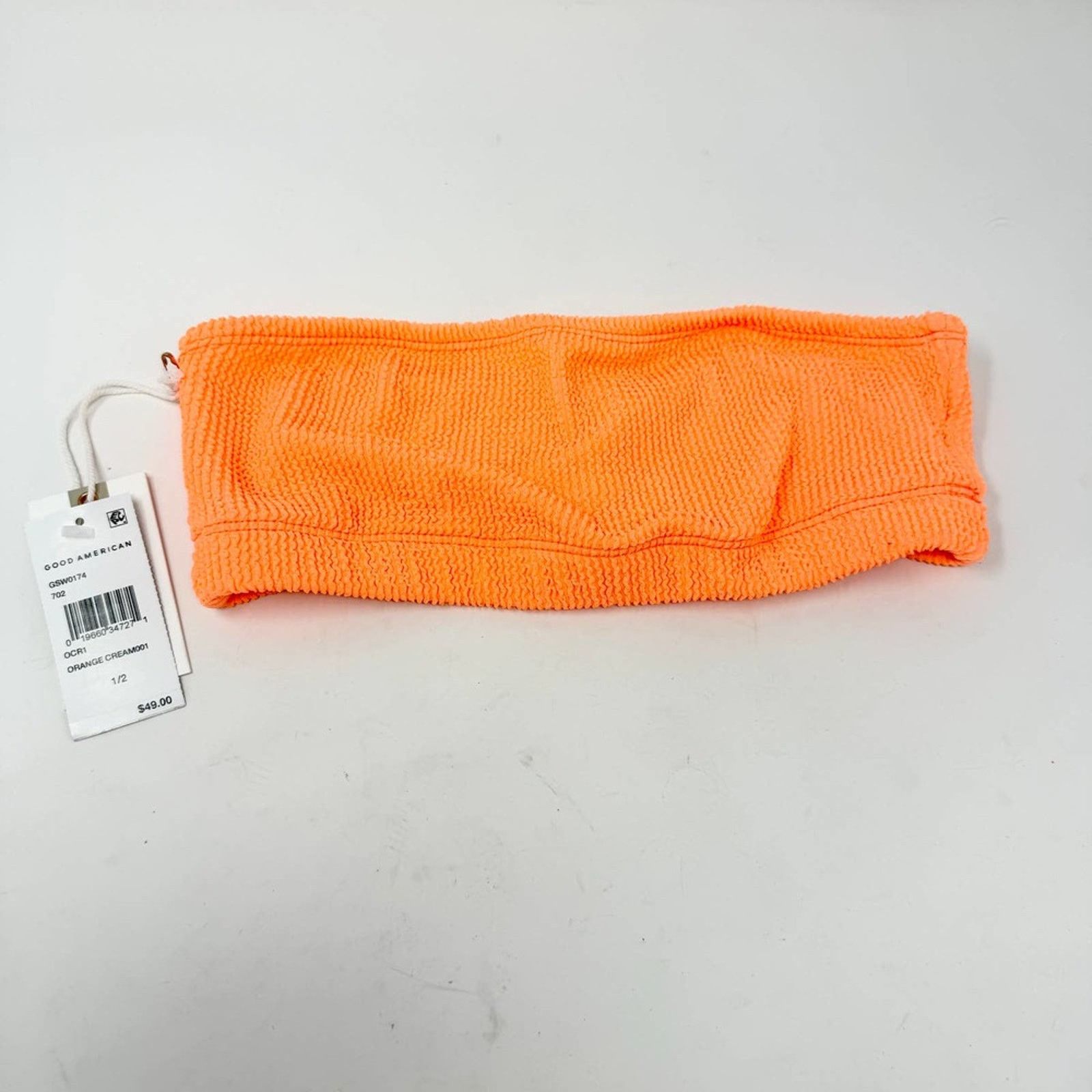Good American Good American Orange Crinkle Basic Bandeau Bikini 1/2 S/M Size ONE SIZE - 2 Thumbnail