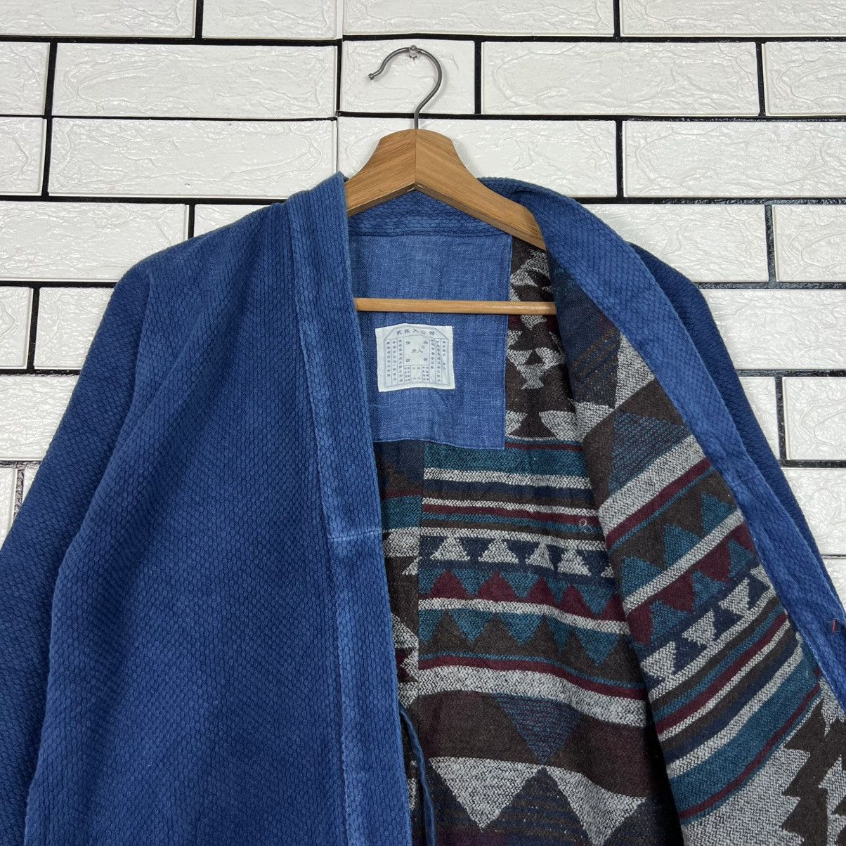 Vintage Indigo Blue Thick Weave Kimono Native Design Lined 4153-C190 Size US S / EU 44-46 / 1 - 9 Thumbnail