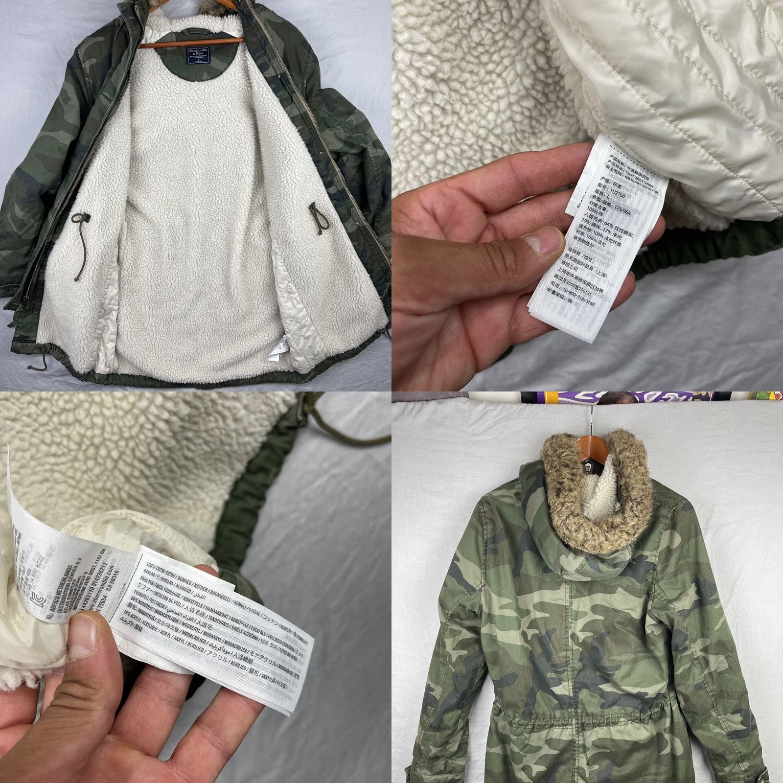 Abercrombie & Fitch VINTAGE Abercrombie & Fitch Jacket Womens Large Camo Hooded Sherpa Lined Parka Coat Warm Size L / US 10 / IT 46 - 8 Thumbnail