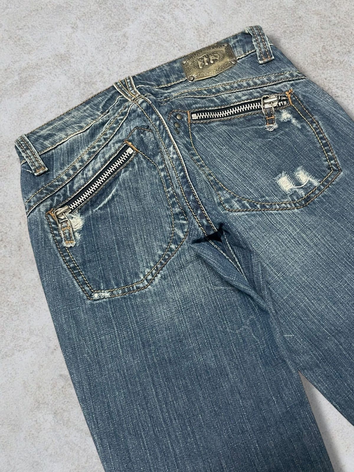 KMRii Vintage Bonaventure Diamond Button Metal Tag Bootcut Jeans Size 28" / US 6 / IT 42 - 8 Thumbnail