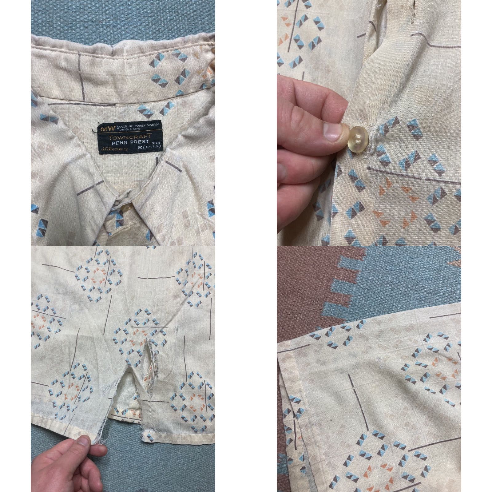 Vintage VINTAGE Towncraft Shirt Geometric Diamonds 3XL Short Sleeve Size US XXL / EU 58 / 5 - 8 Thumbnail