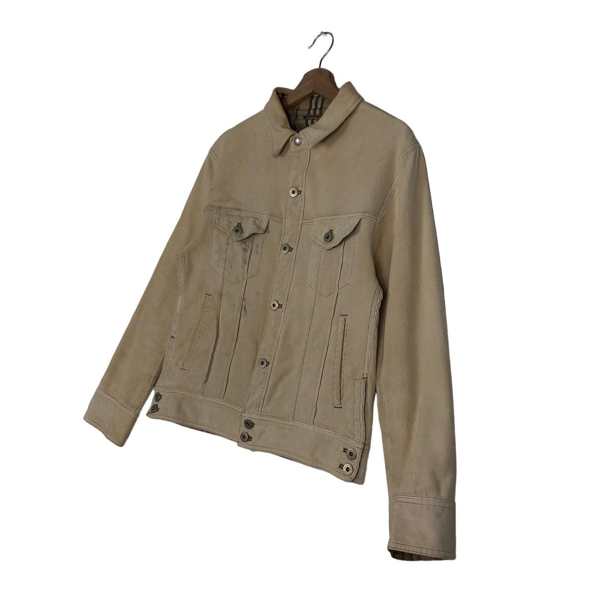 Burberry 🔥Vtg Cropped Biker Jacket Corduroy Burberry Nova Check Size US M / EU 48-50 / 2 - 2 Thumbnail