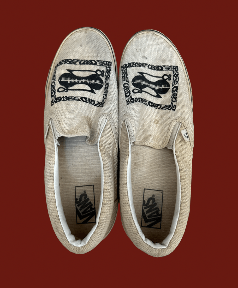 image of Undercover x Vans Ss 2003 "scab" Slip Ons Shoes in White/Black, Men's (Size 11)