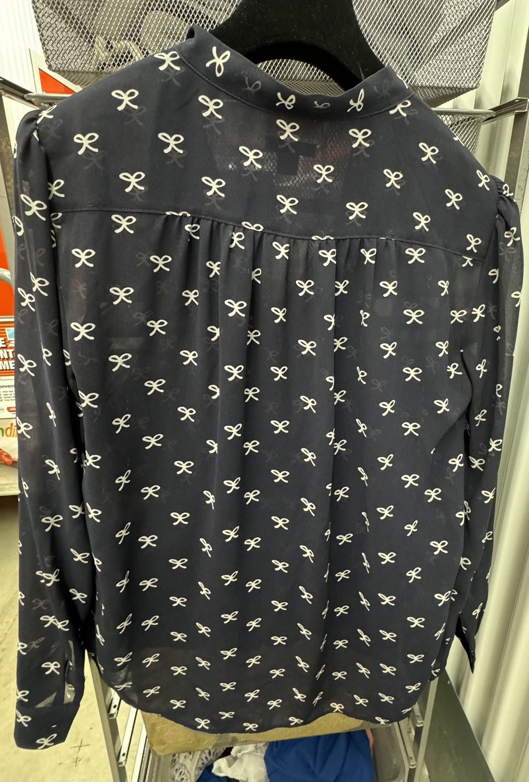 Ann Taylor Ann Taylor Shirt Size S Navy Blue with Neck Tie Sheer Size S / US 4 / IT 40 - 5 Thumbnail