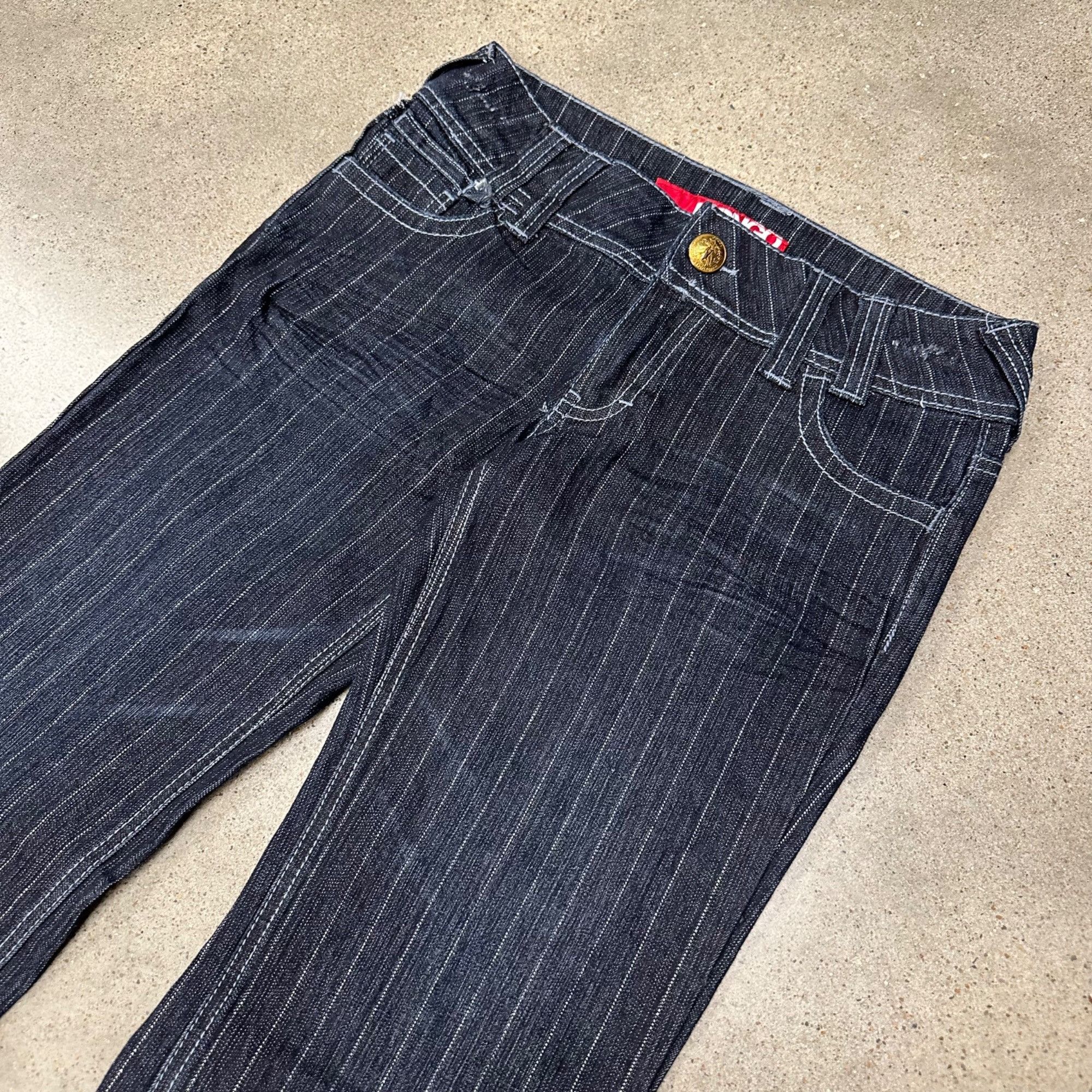 Vintage Vintage Y2K Bongo Striped Dark Wash Jeans Size 29" - 3 Thumbnail