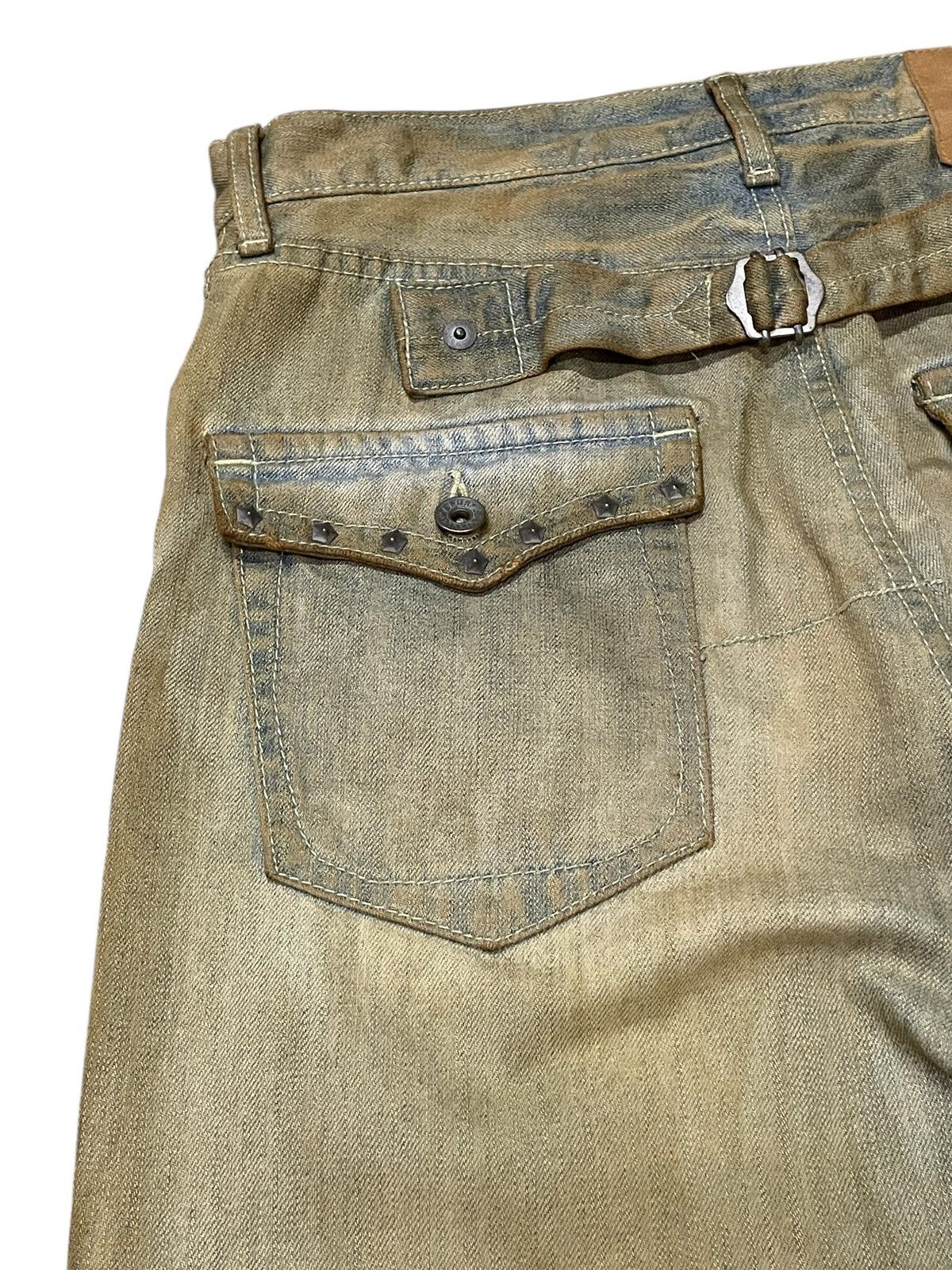 Japanese Brand × Le Grande Bleu (L.G.B.) × Purple Purple & Yellow Pierced Studded Double Knee Muddy Jeans Size US 30 / EU 46 - 15 Thumbnail