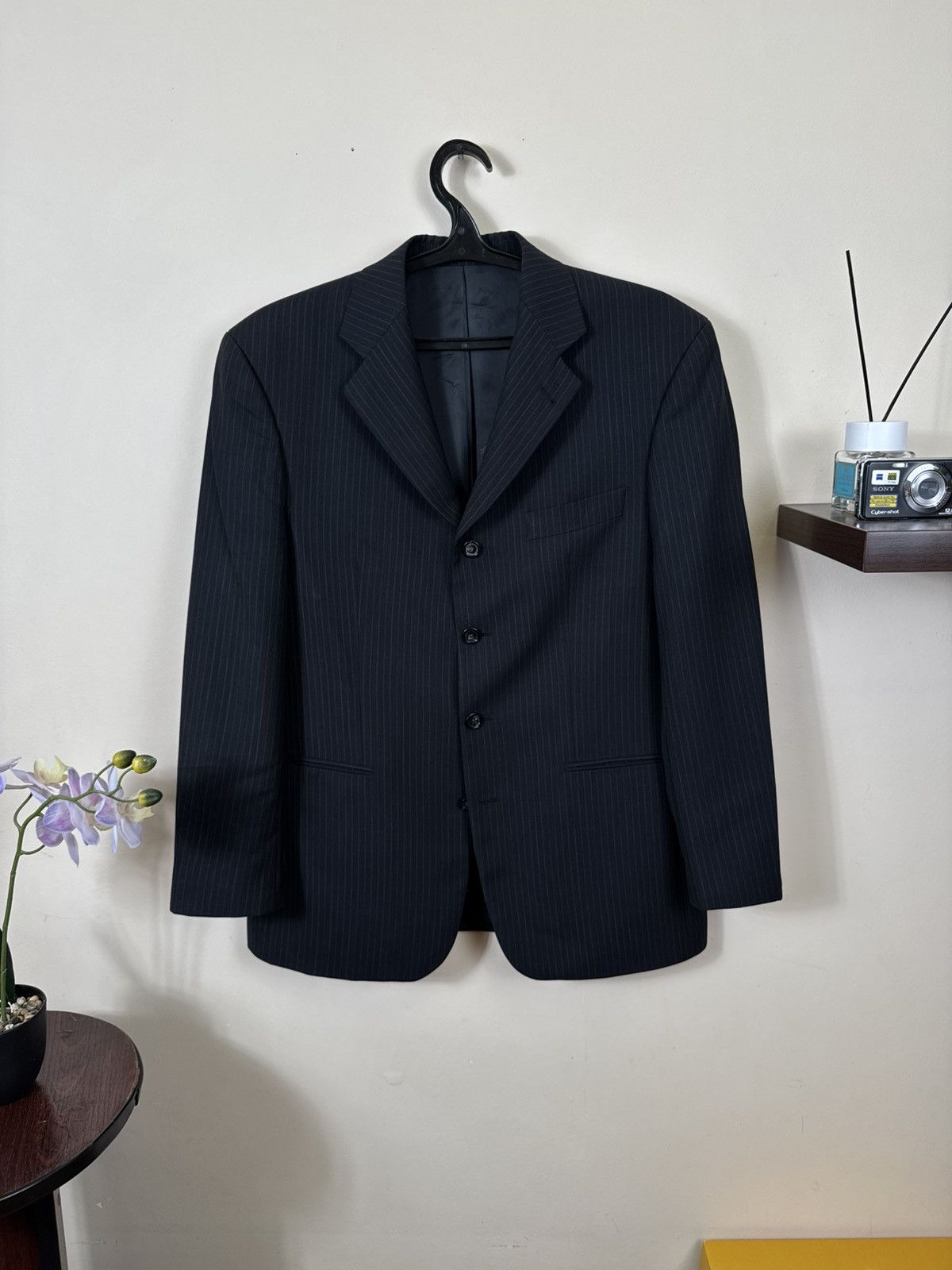 Yves Saint Laurent Vintage Yves Saint Laurent Blazer YSL Black Striped L Jacket Size 50R - 1 Thumbnail