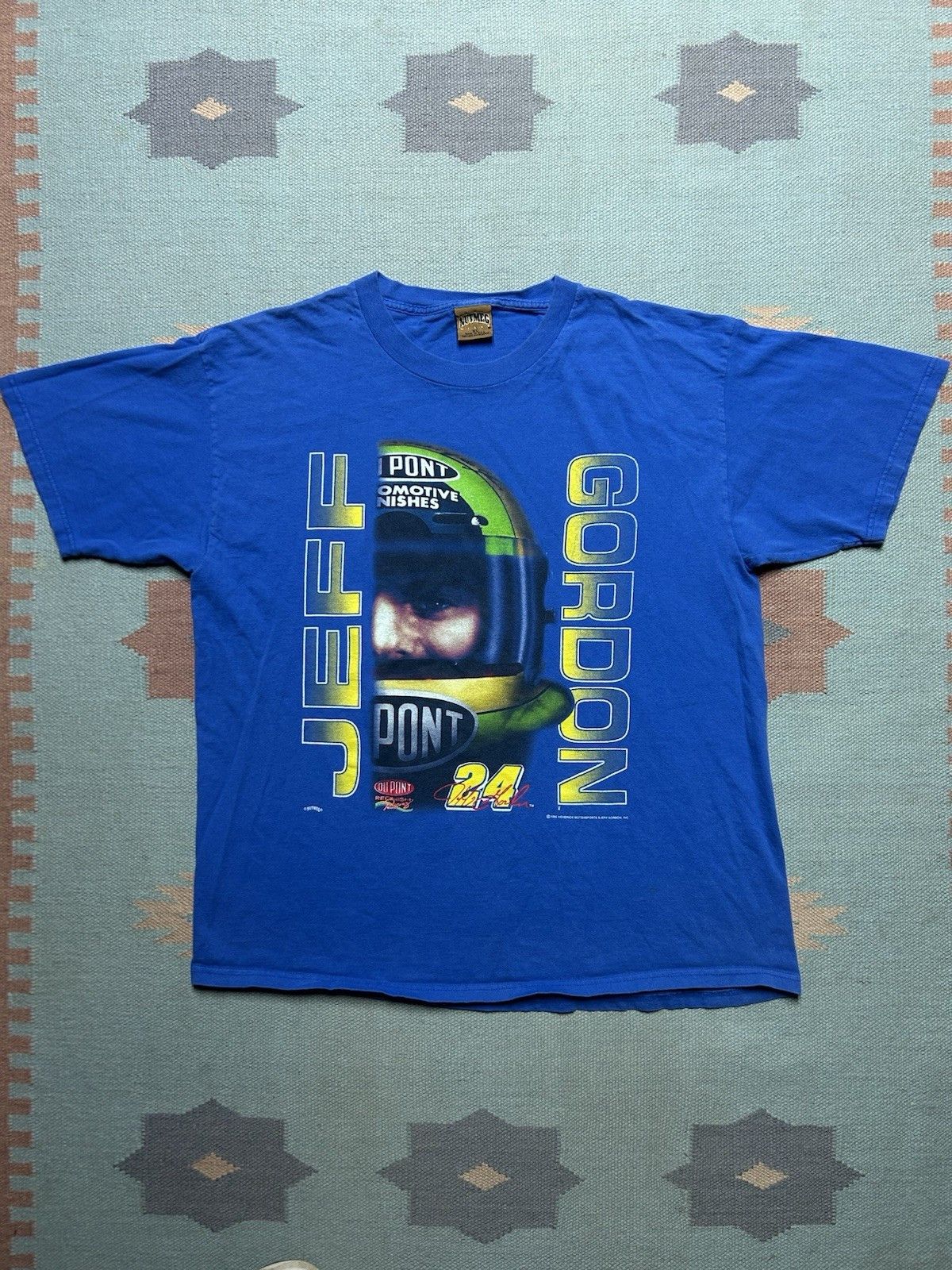 Vintage Vintage 90s t shirt Jeff Gordon nascar big graphic helmet XL Size US XL / EU 56 / 4 - 1 Thumbnail