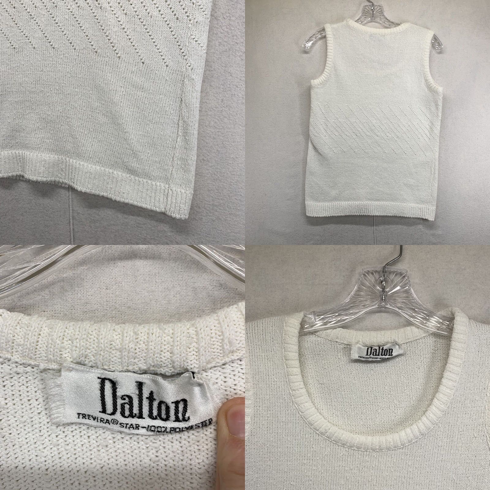 Vintage VINTAGE Dalton Womens Sweater Vest White S Knit - MultI Breathable Cottagecore Sleeveless Round Neck 80s 90s Womens Vest Size S / US 4 / IT 40 - 8 Thumbnail