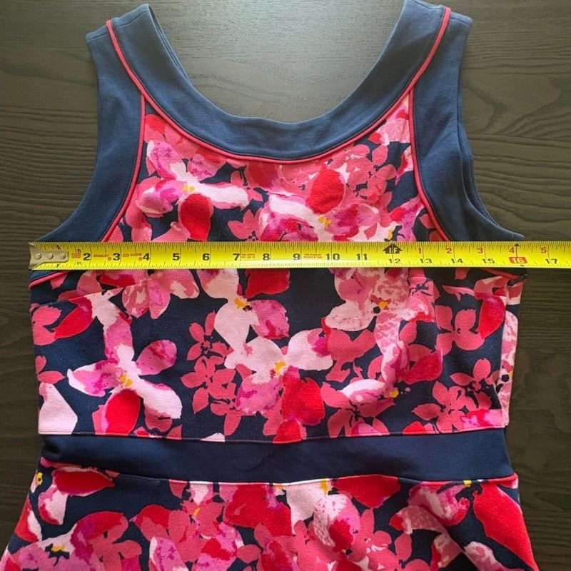 Lands' End Lands End Green Navy Floral Colorblock Dress Sz 8 Preppy Size M / US 6-8 / IT 42-44 - 6 Thumbnail