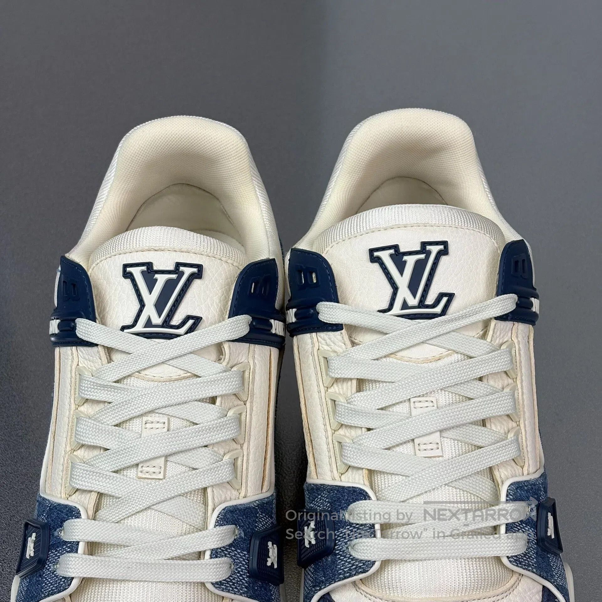 Louis Vuitton lv trainer white and blue sneakers. Size US 10 / EU 43 - 3 Thumbnail