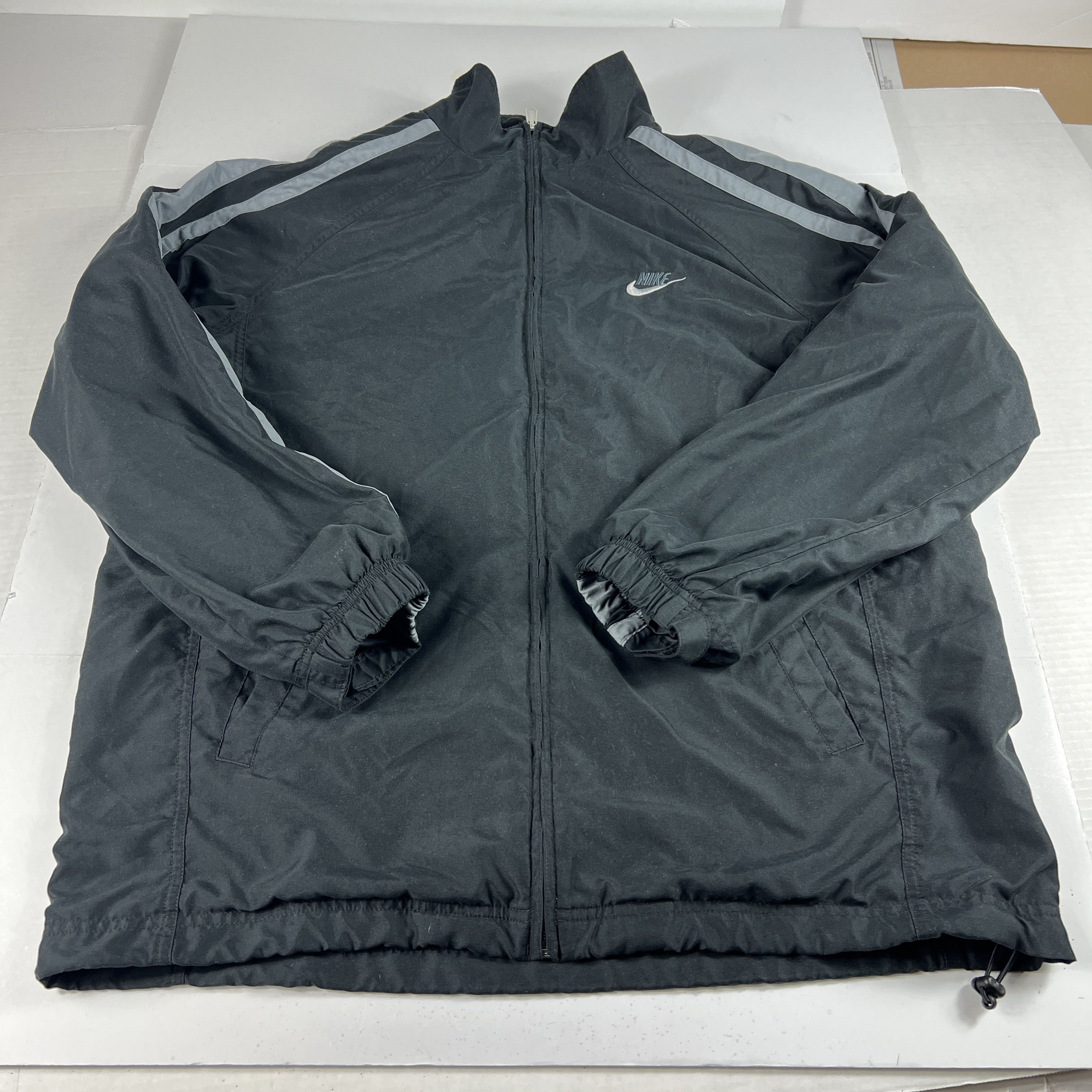 Nike Y2K Nike Track Jacket Black Grey Striped FullZip Long Sleeve Size US L / EU 52-54 / 3 - 1 Thumbnail