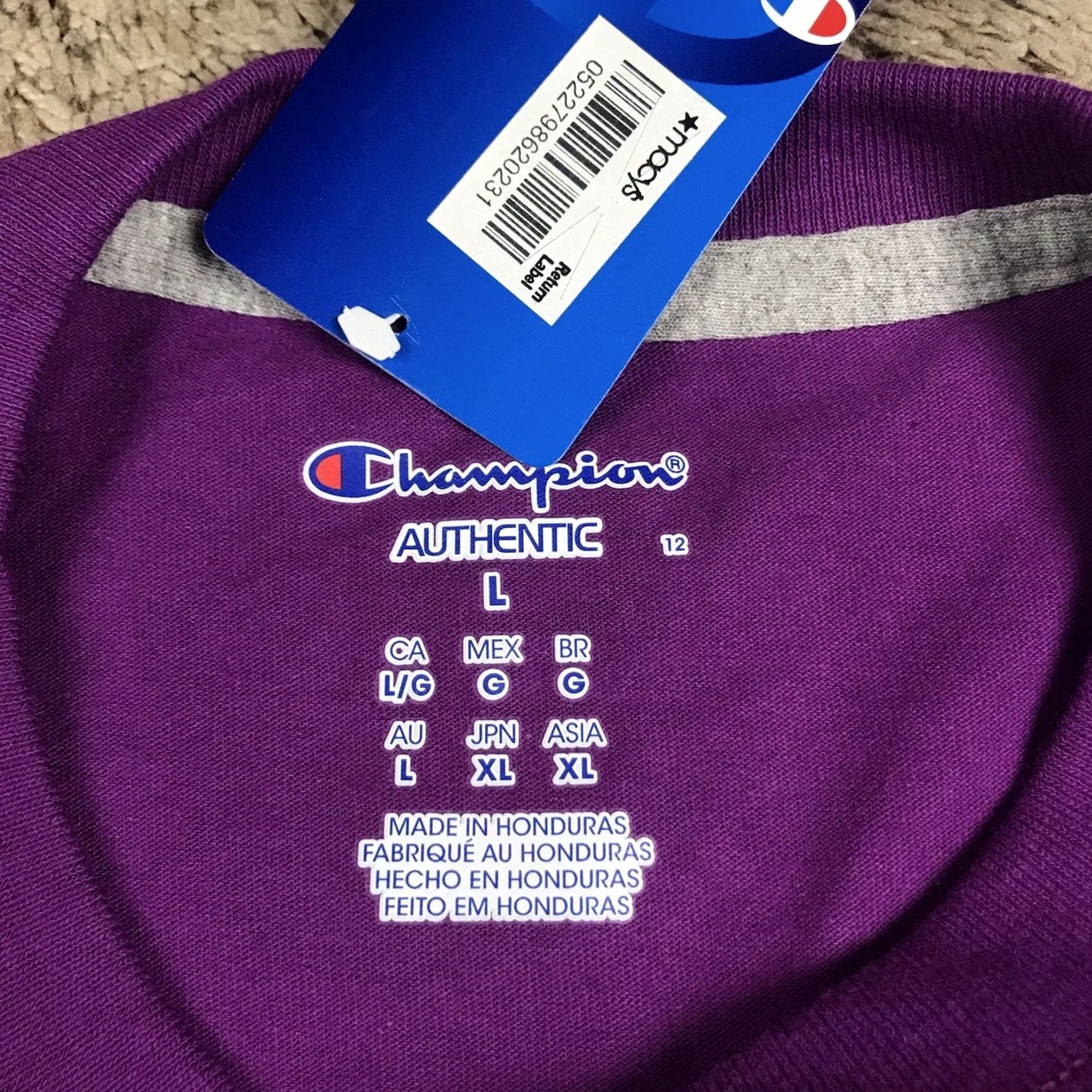 Champion VINTAGE? No — Champion Shirt Mens Large Purple Short Sleeve T-Shirt Embroidered Logo Size US L / EU 52-54 / 3 - 2 Thumbnail