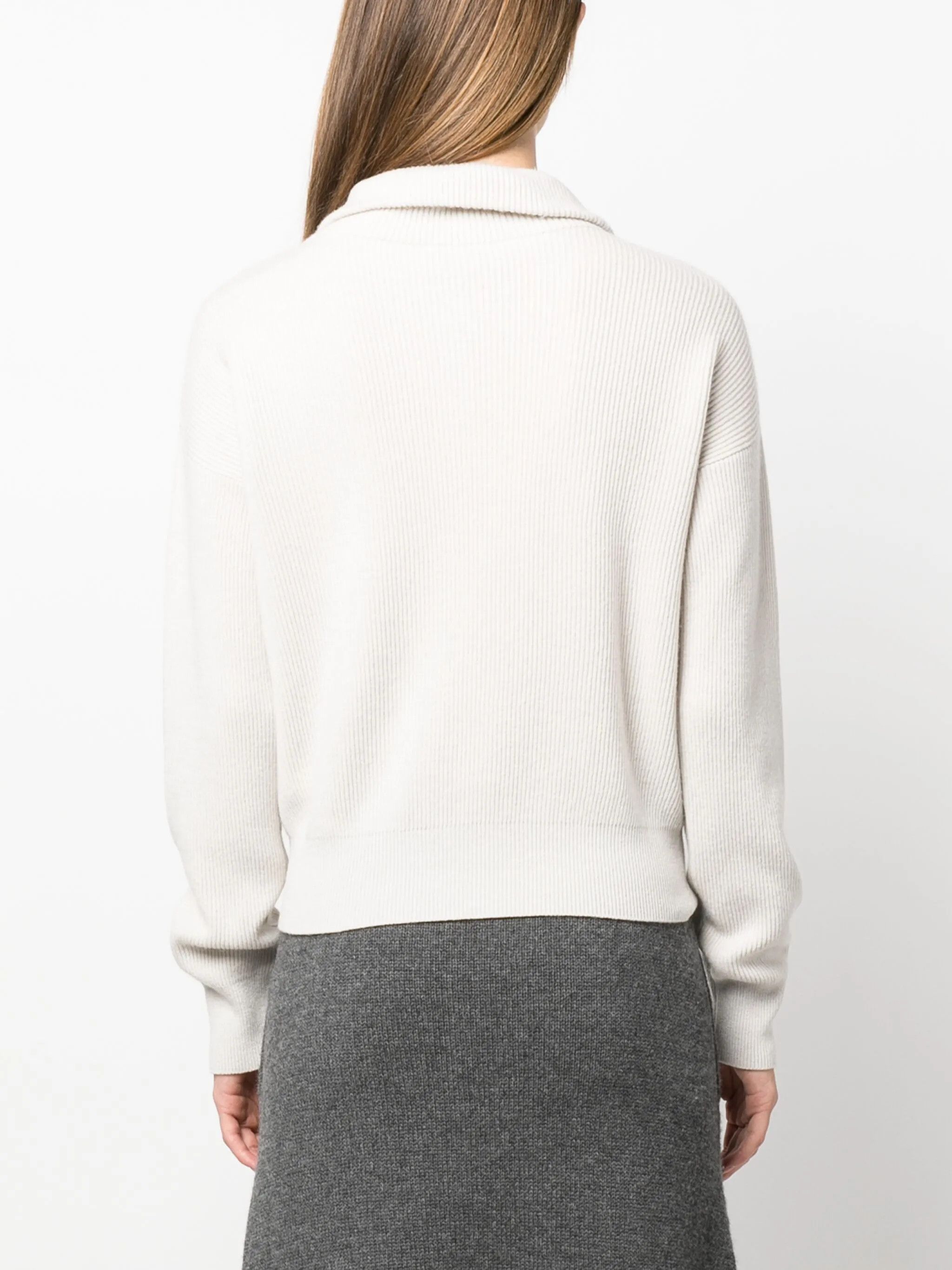 Brunello Cucinelli o1y0825 Turtleneck Cashmere Blend Sweater in White Size S / US 4 / IT 40 - 3 Thumbnail