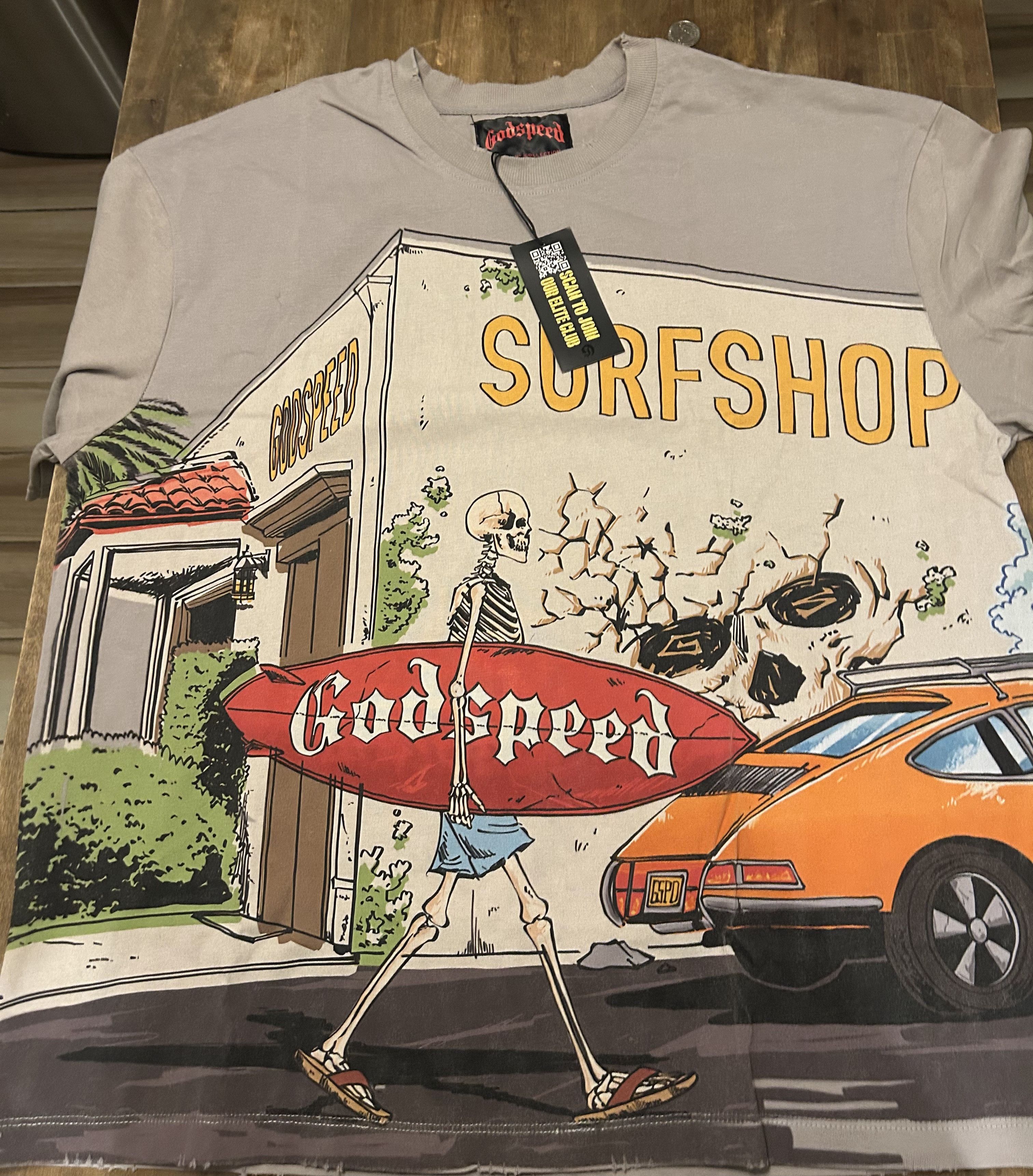 Godspeed Godspeed Surfshop Graphic Tee - Light Beige Size US M / EU 48-50 / 2 - 1 Thumbnail