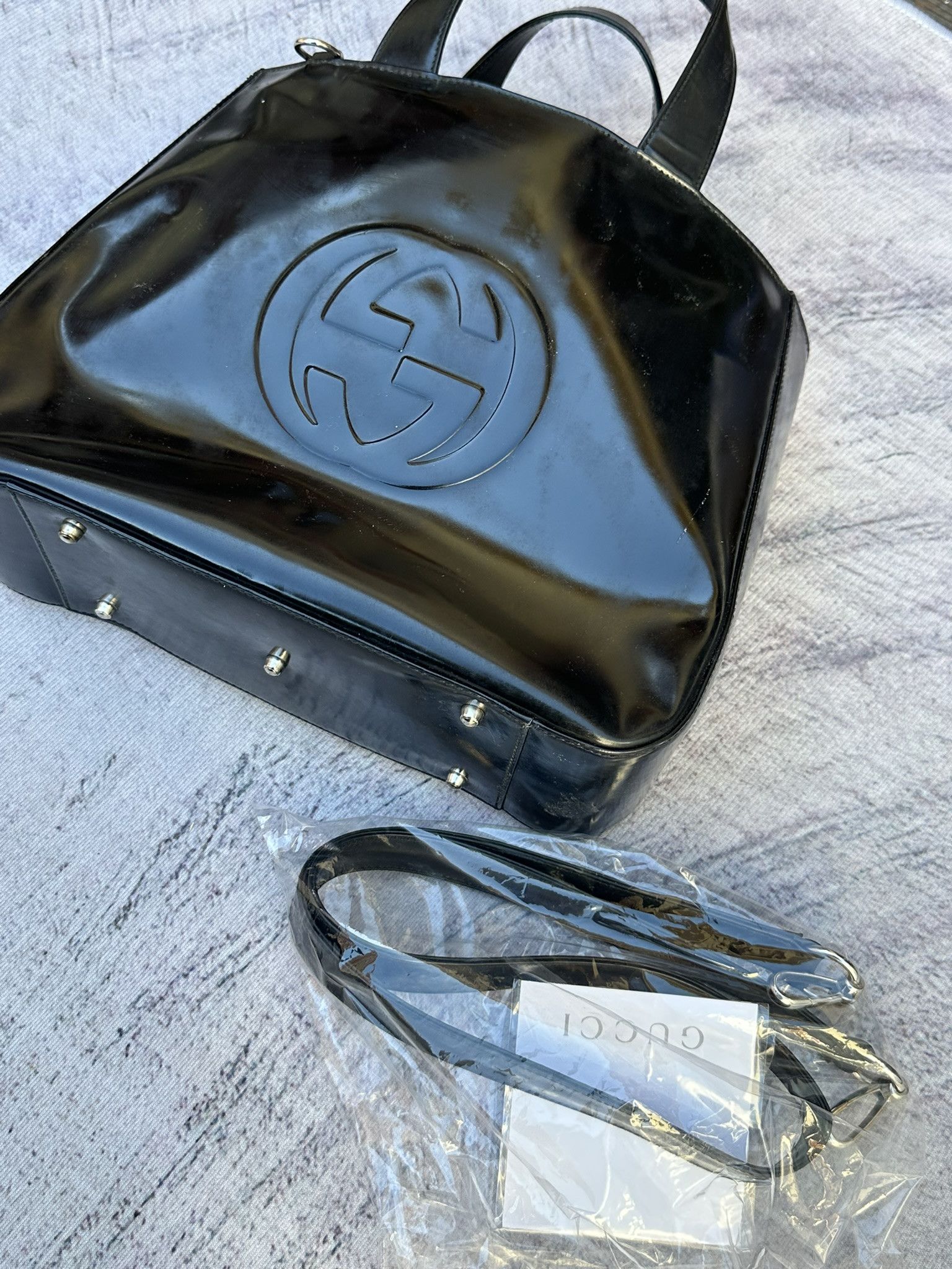 Gucci Gucci Handbag Black Patent Leather Interlocking G Logo Size ONE SIZE - 3 Thumbnail